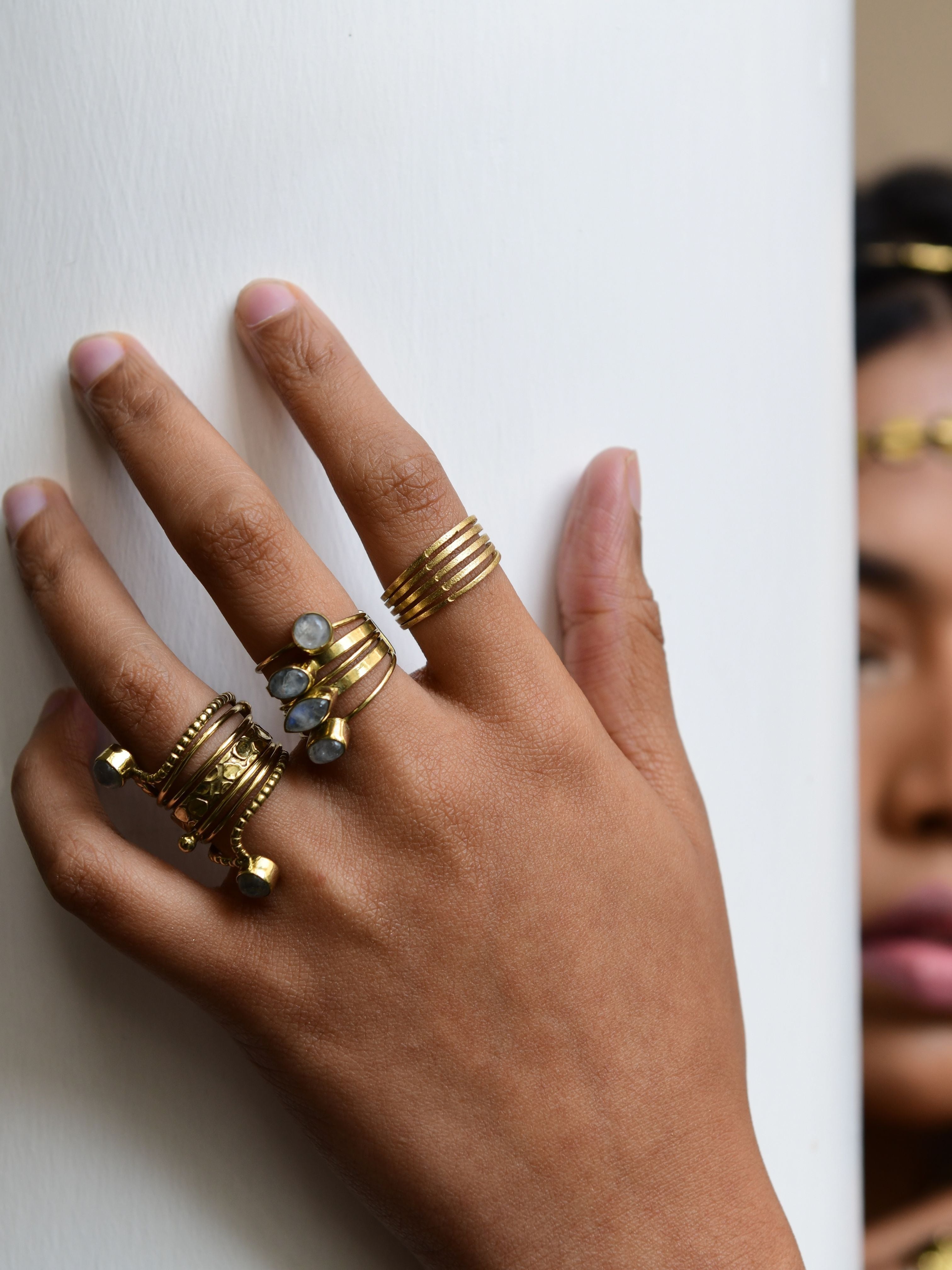 Ekta Gemstone Ring Set by Boho Gal Jewelry