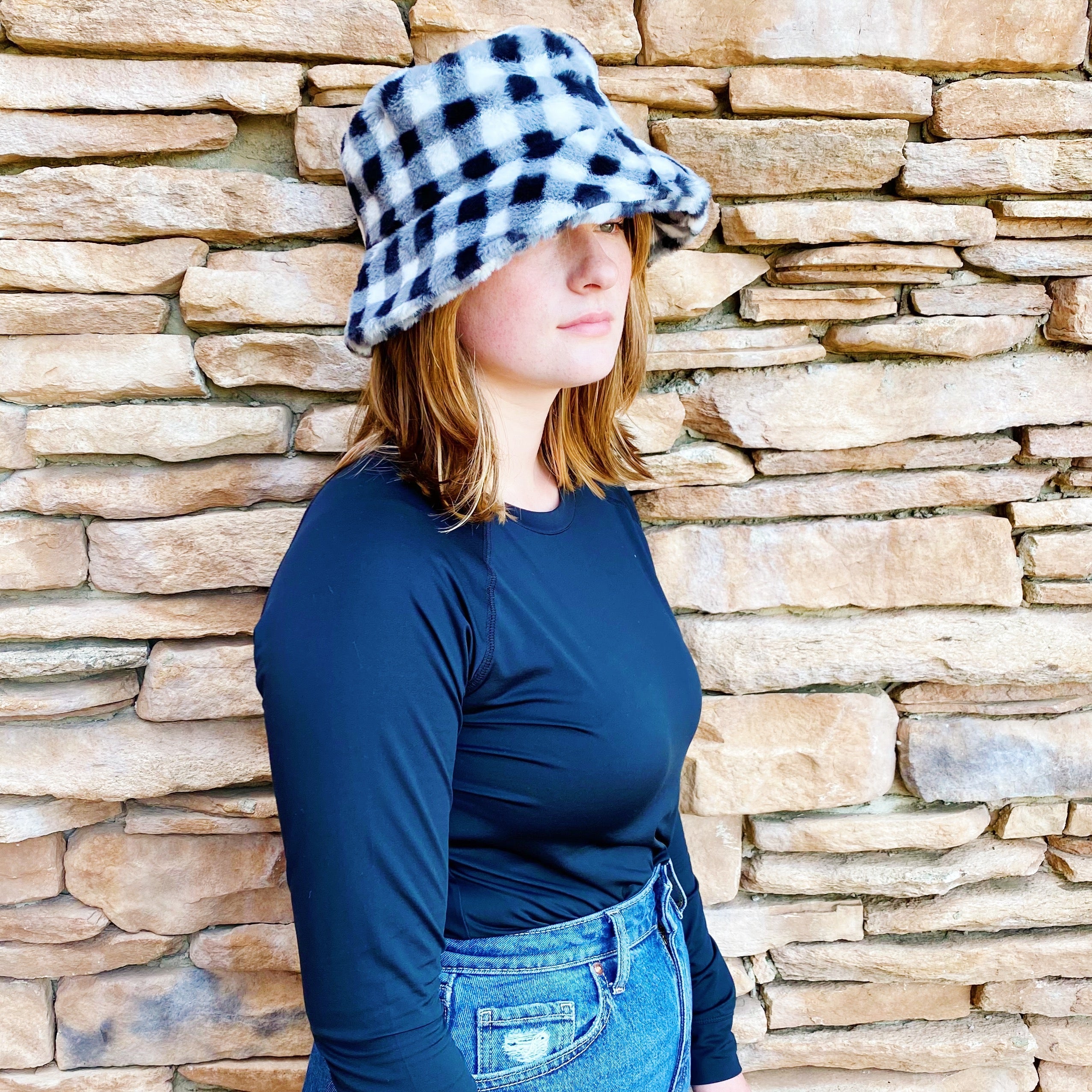 Super Cozy Checkered Bucket Hat by Ellisonyoung.com