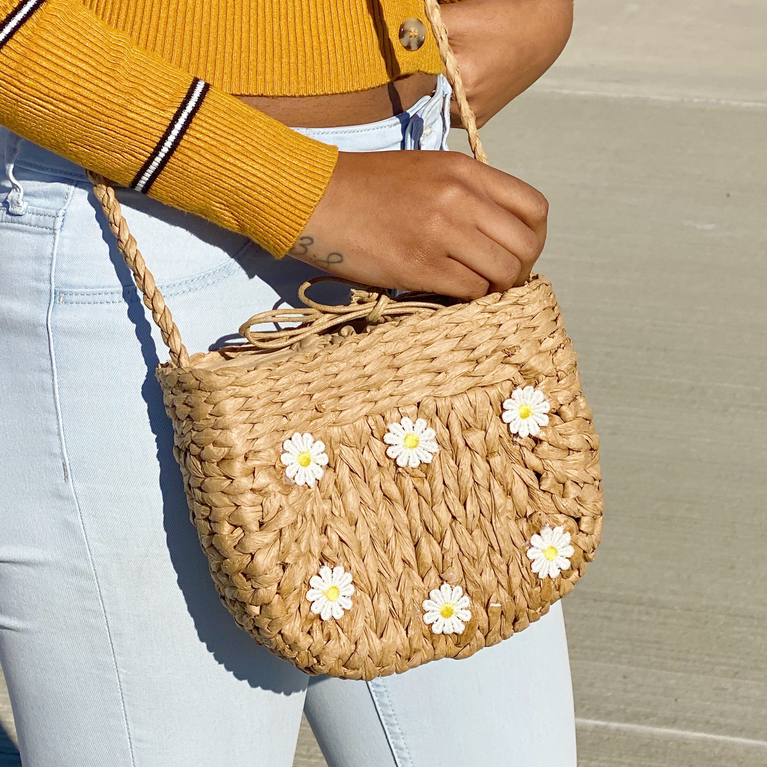 Juicy Bloom Straw Crossbody Bag by Ellisonyoung.com