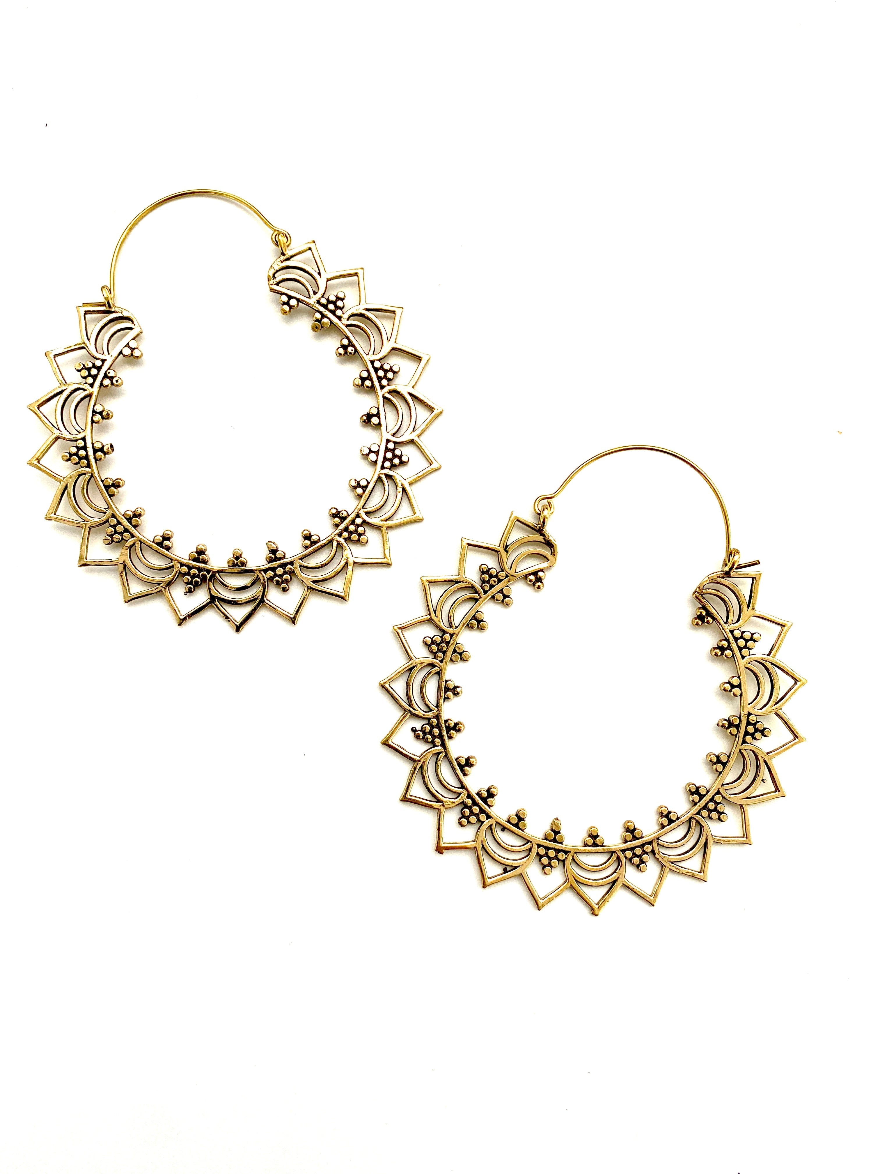 Izara Brass hoops by Boho Gal Jewelry