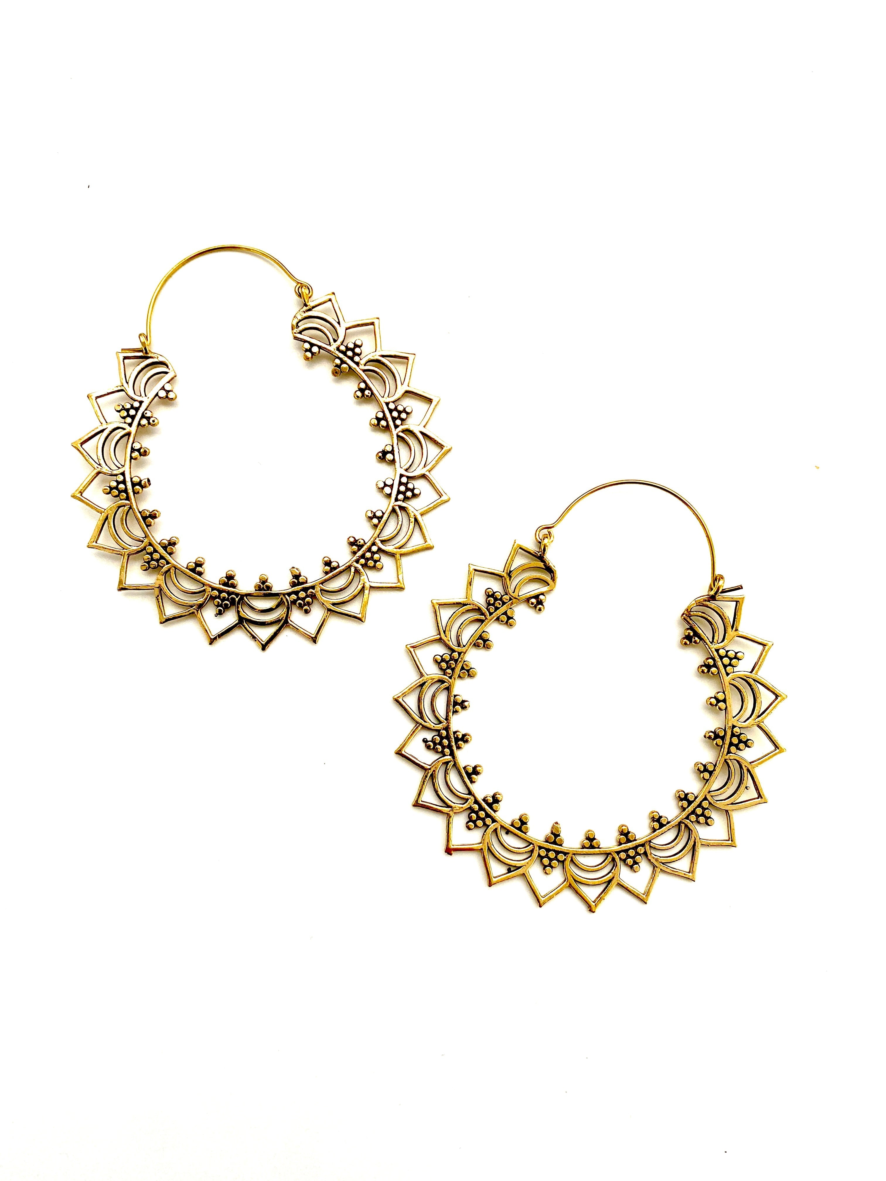 Izara Brass hoops by Boho Gal Jewelry