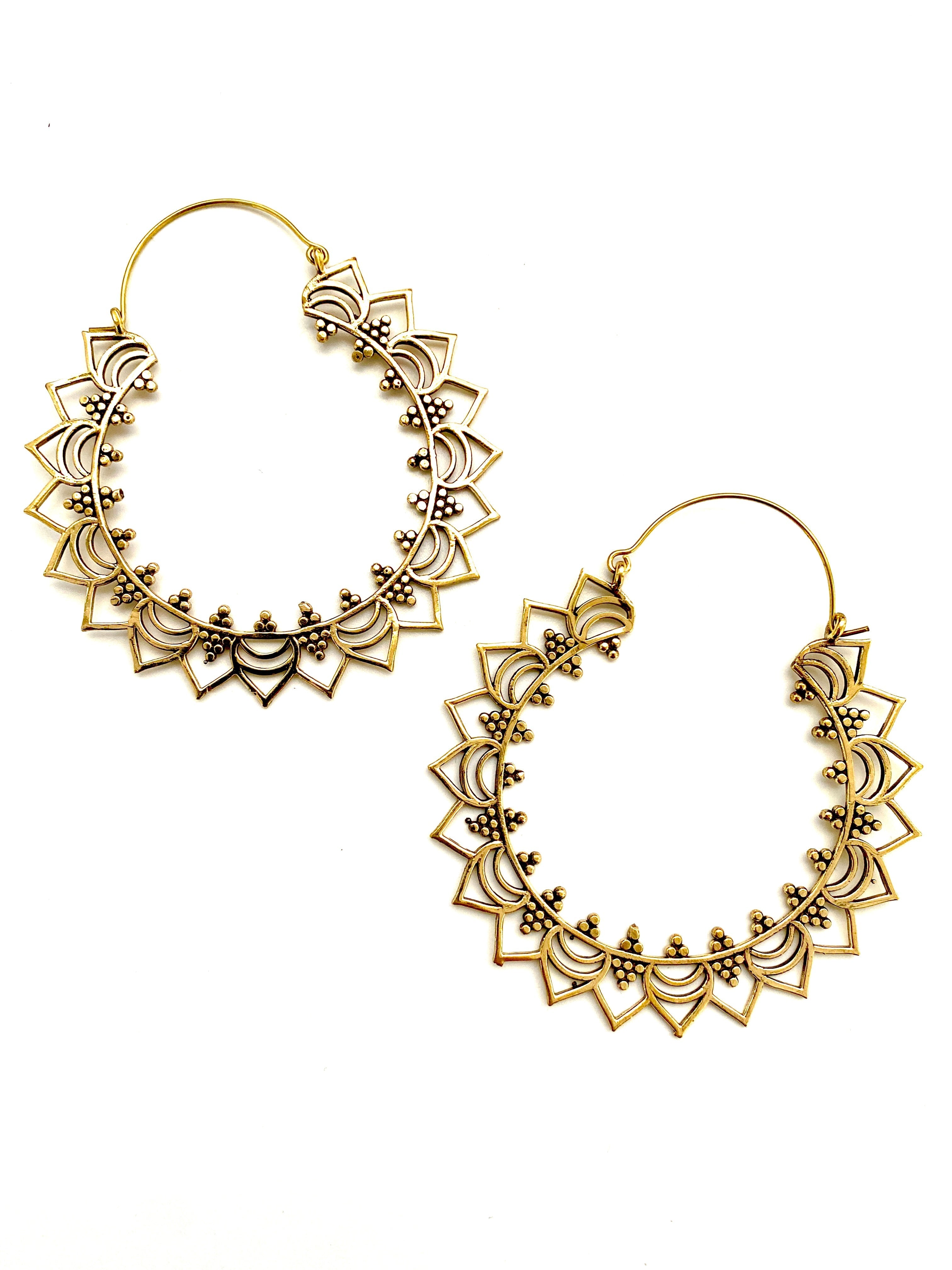 Izara Brass hoops by Boho Gal Jewelry