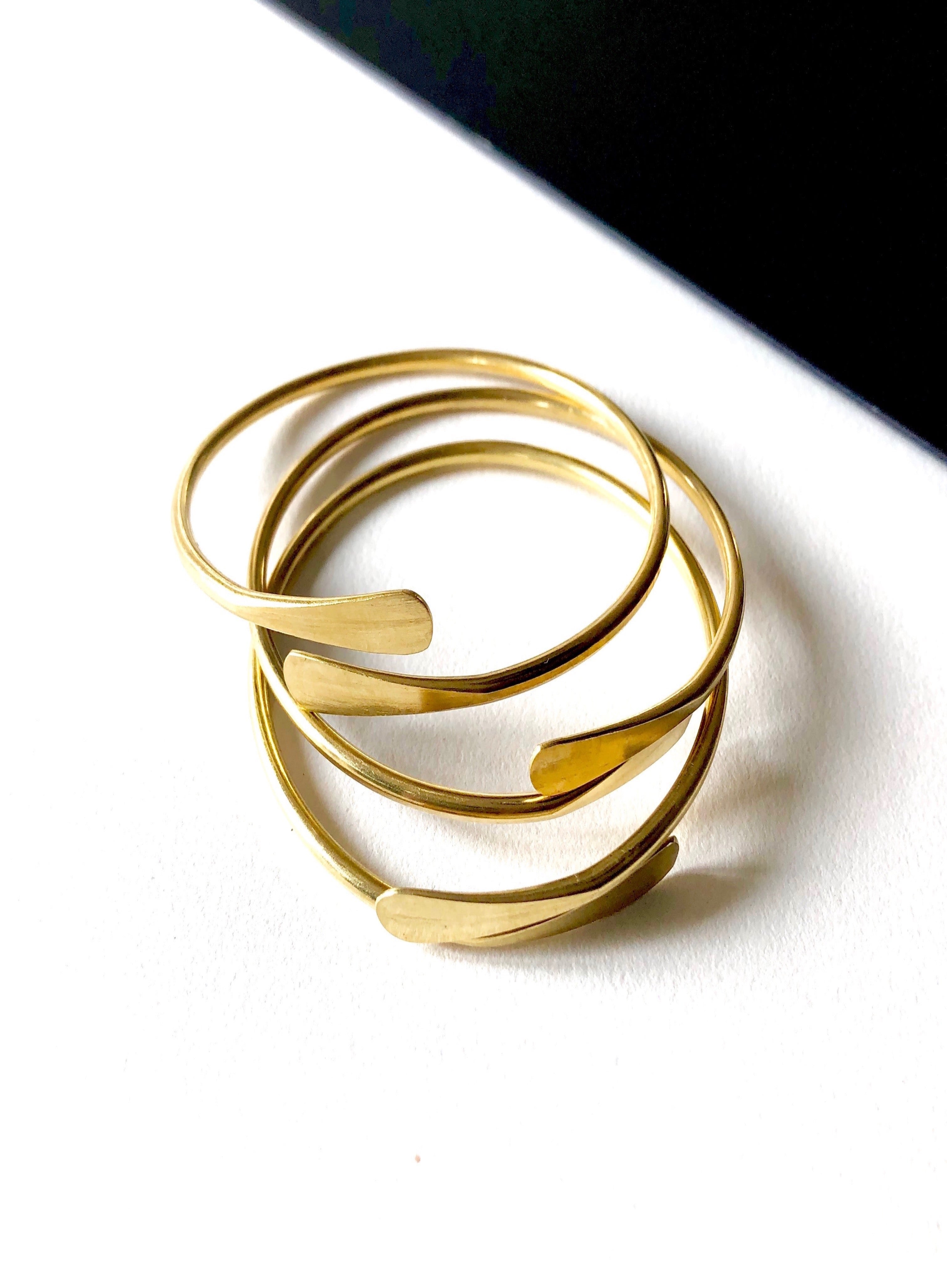 The Coil Brass Bangle (not sold in sets) by Boho Gal Jewelry