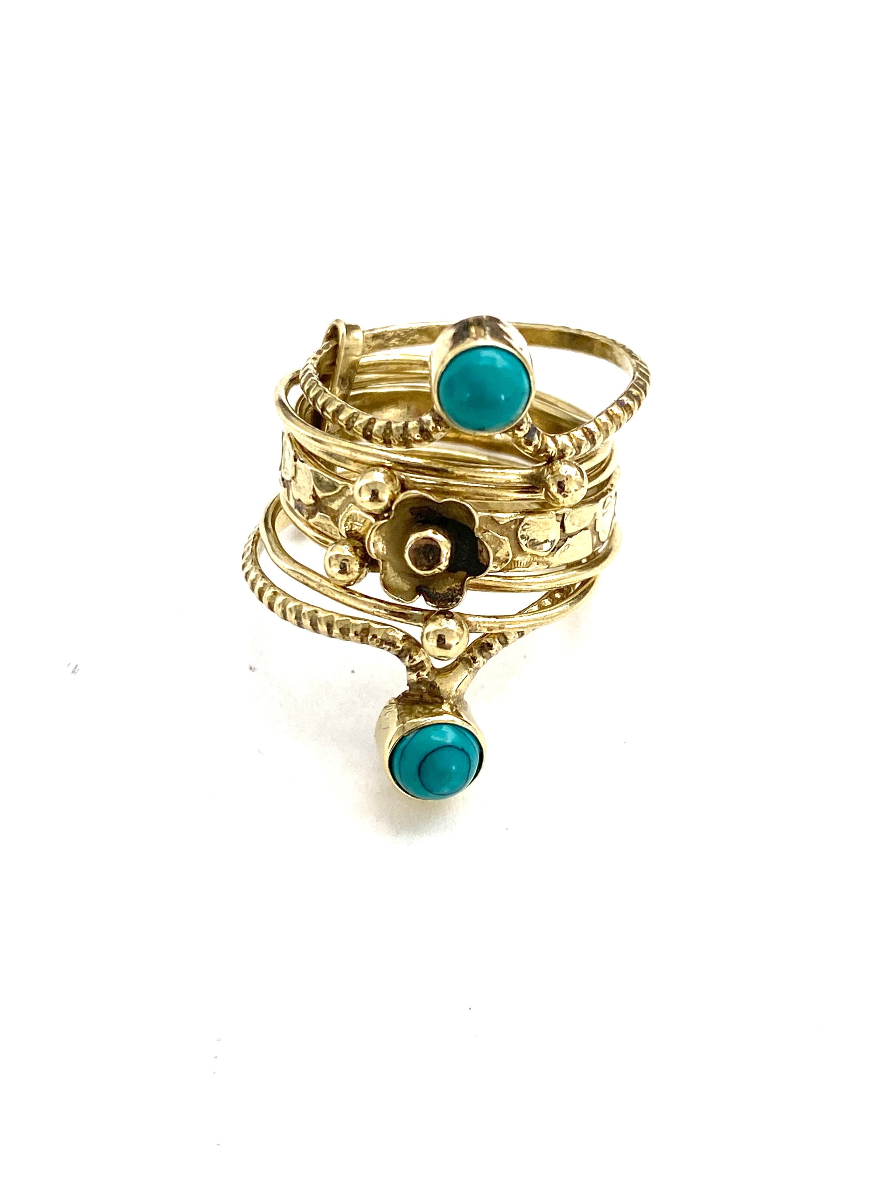 Ekta Gemstone Ring Set by Boho Gal Jewelry