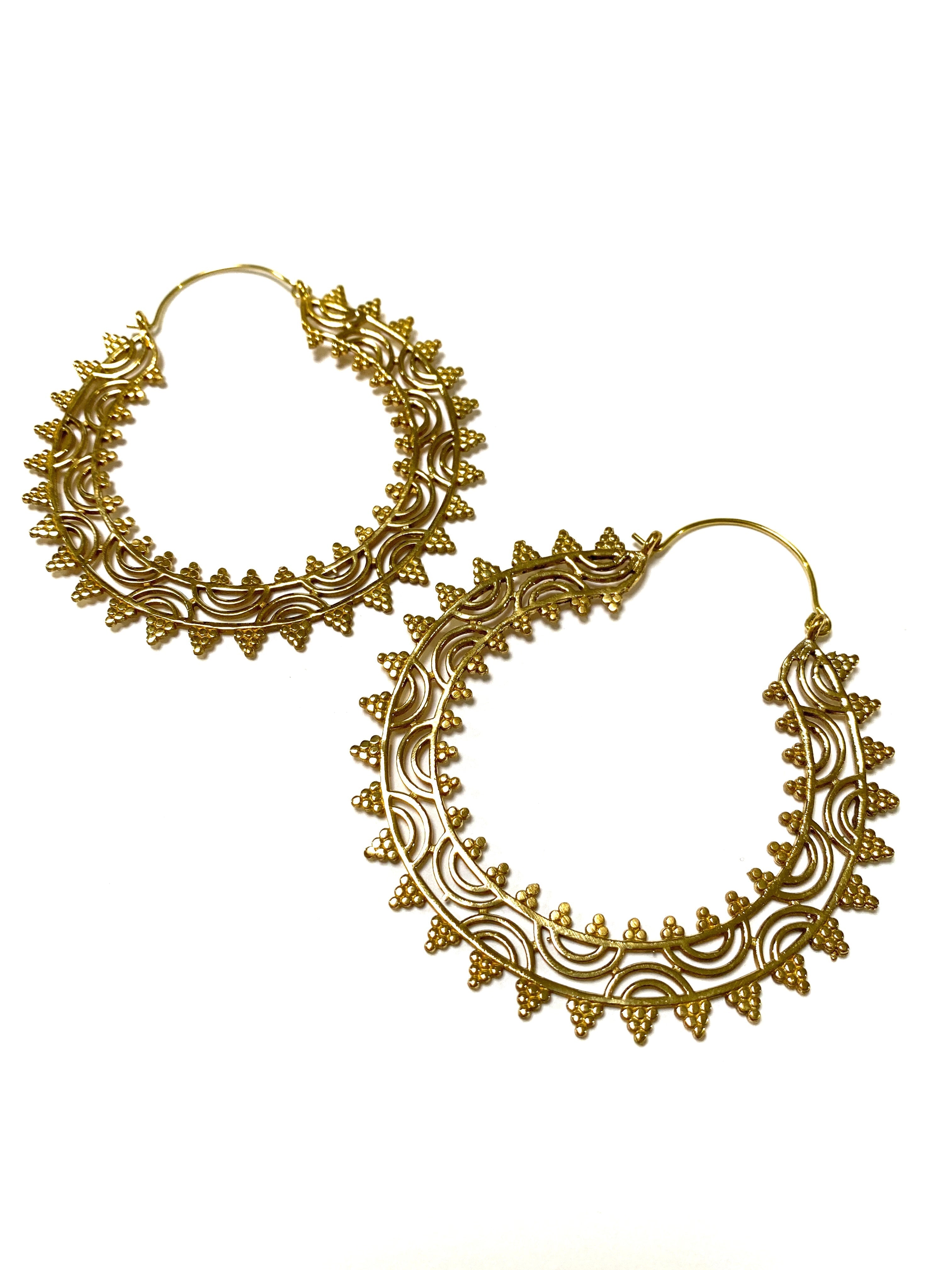 Haimi Brass Hoop Earrings by Boho Gal Jewelry
