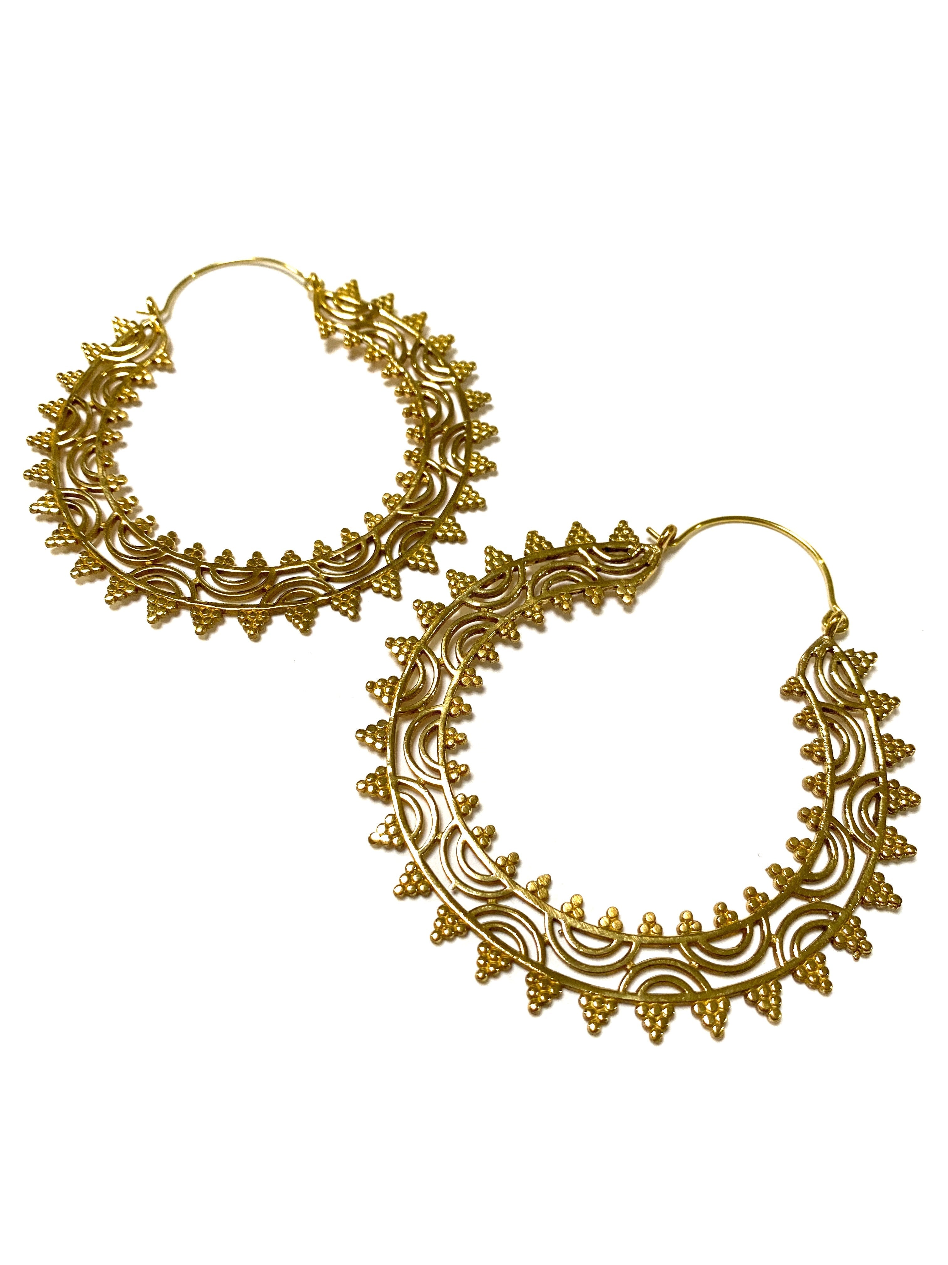 Haimi Brass Hoop Earrings by Boho Gal Jewelry