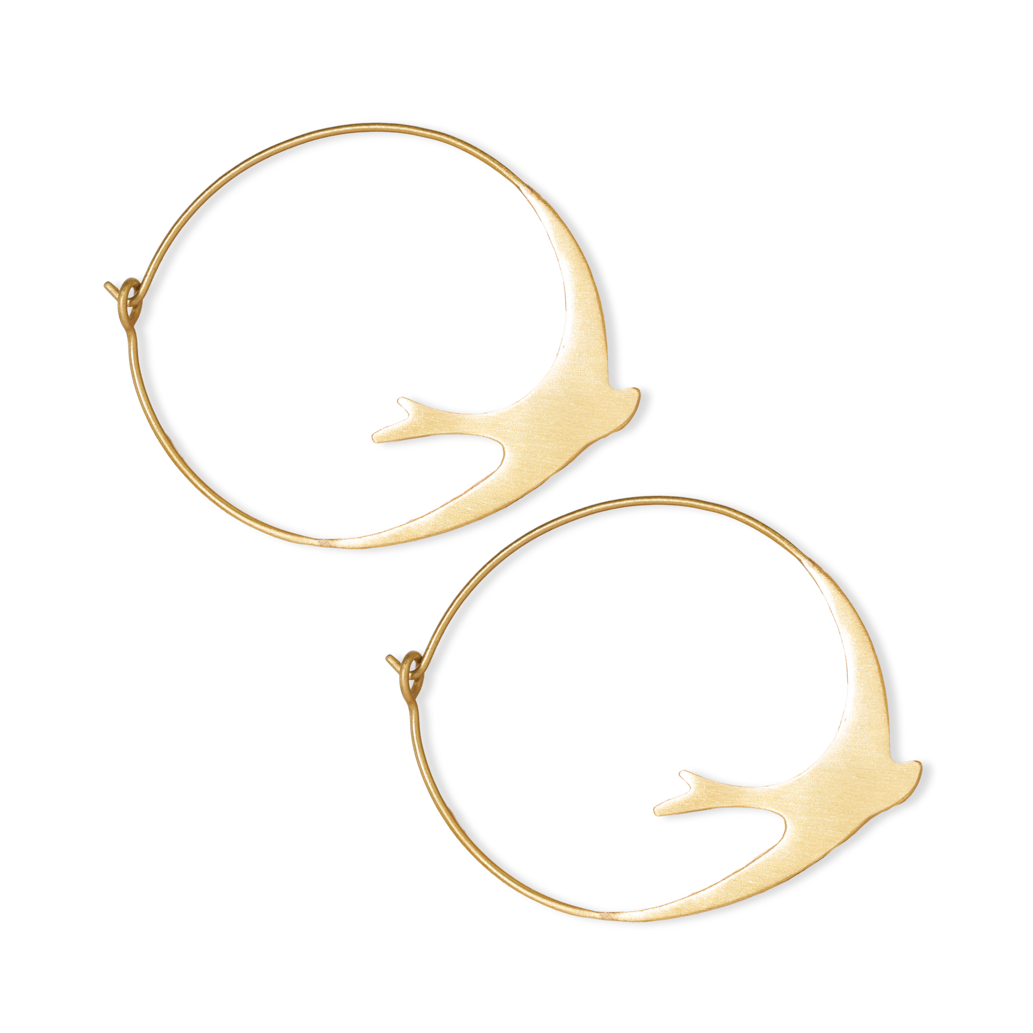 Amelia Circle Bird Hoop Earrings Brass