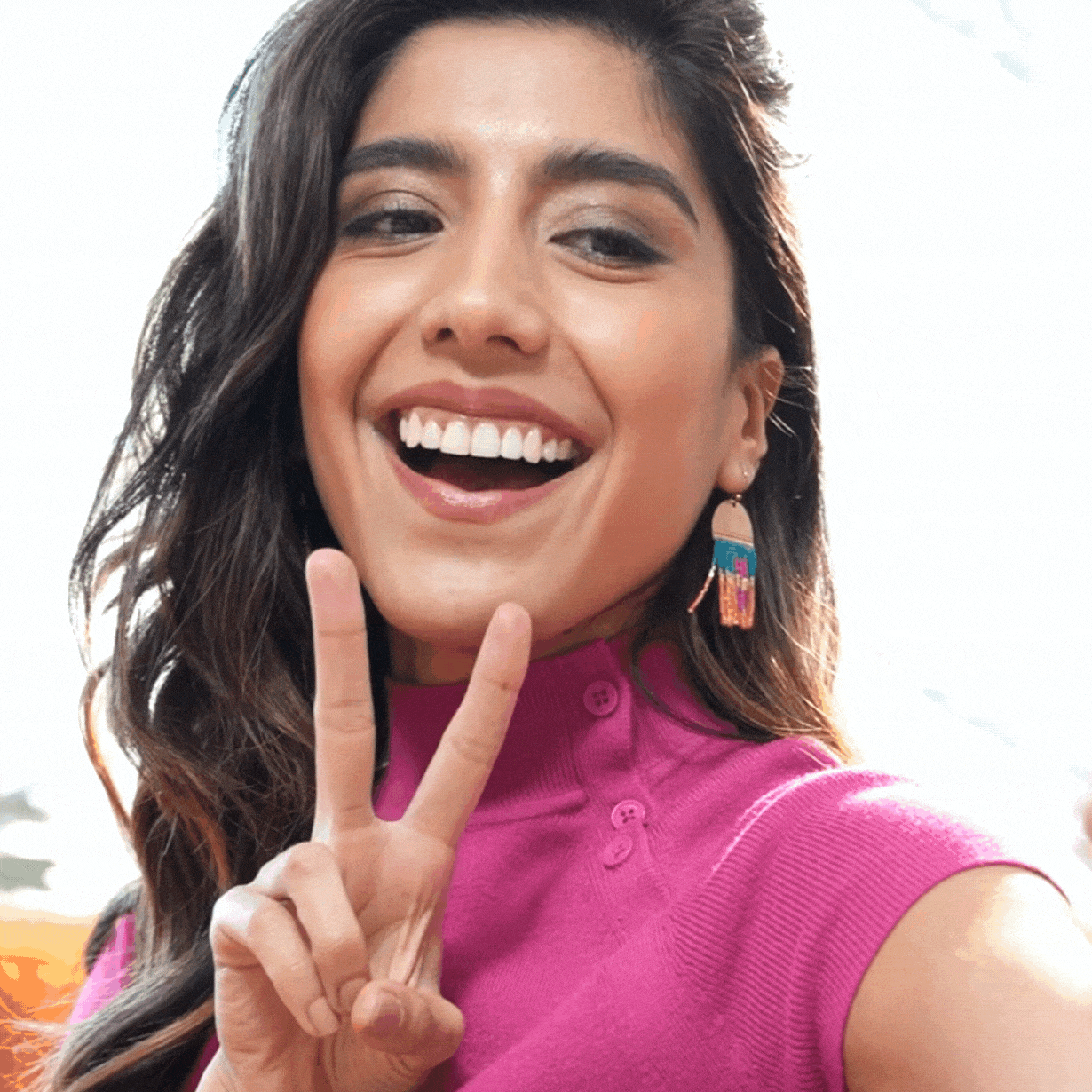 Birdie Abstract Earrings Magenta