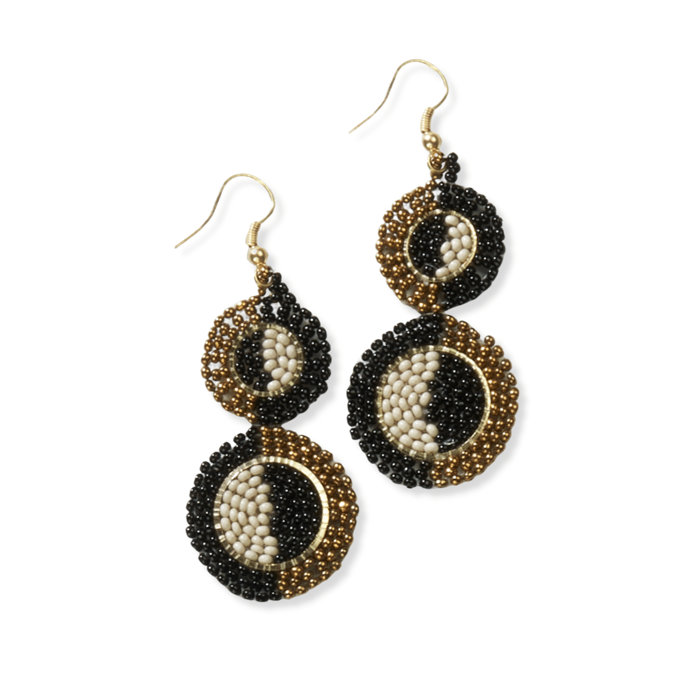 Kara Half Circles Beaded Earrings Black
