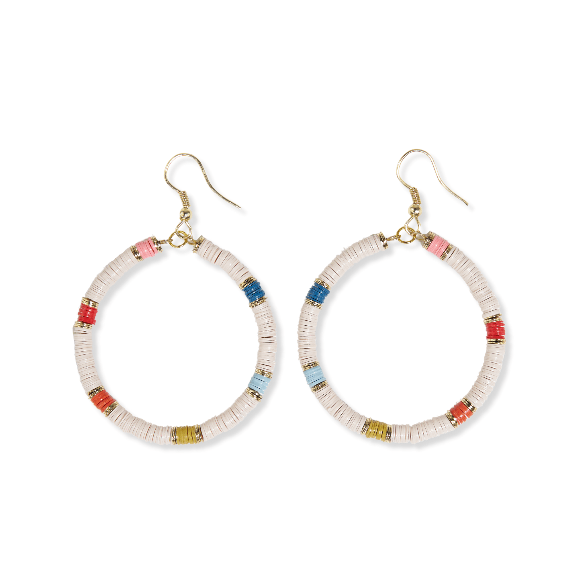 Fonda Stripe on Cream Hoop Earrings Multicolor