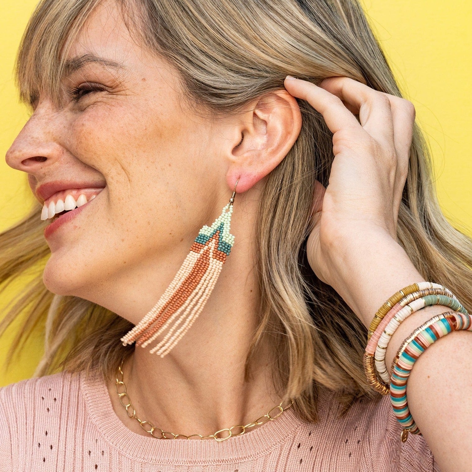Danielle Peak Beaded Fringe Earrings Desert