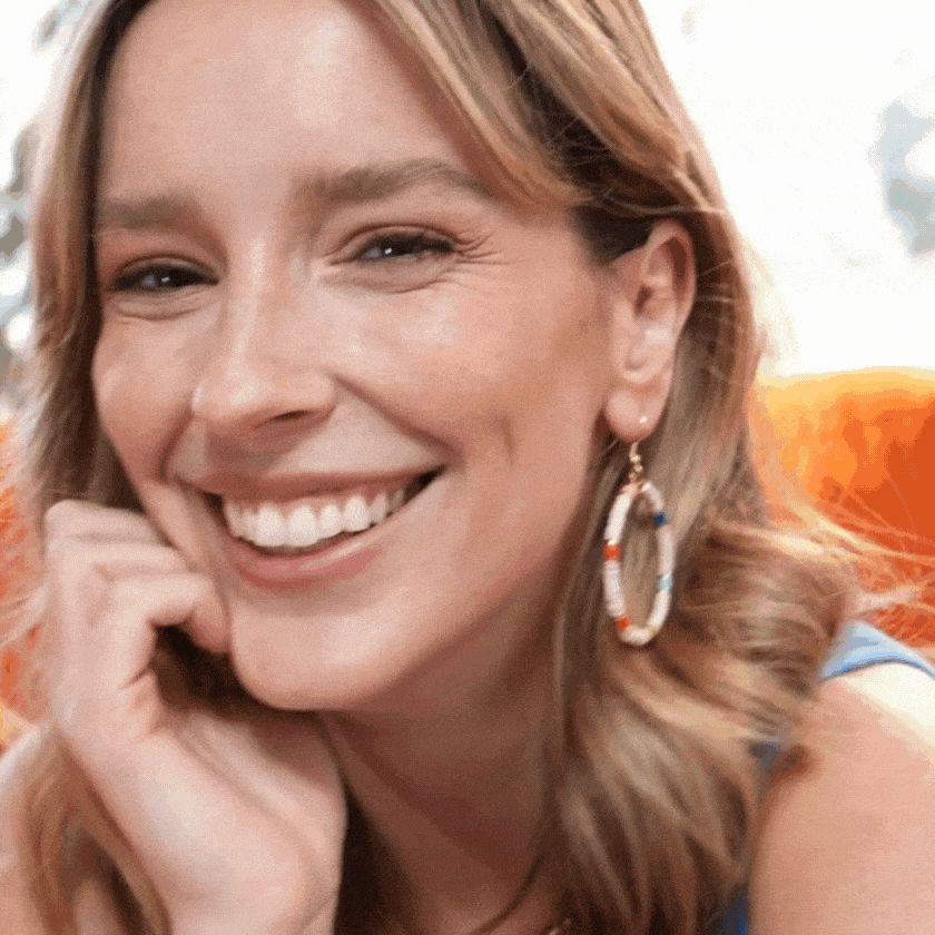 Fonda Stripe on Cream Hoop Earrings Multicolor