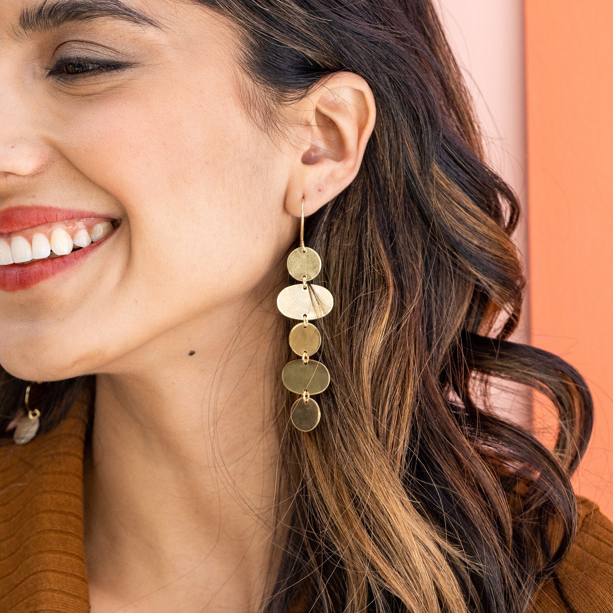 Gretchen Oval Circle Earrings Brass