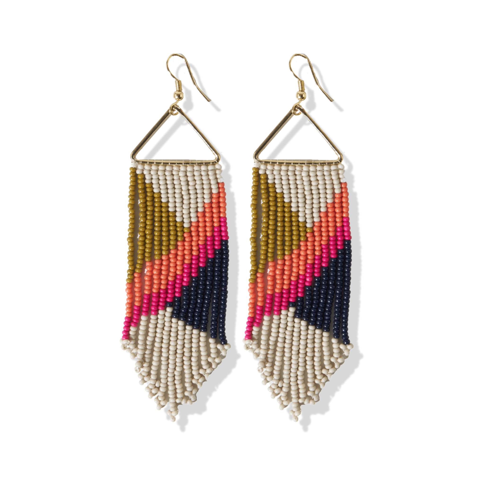 Emilie Angles Beaded Fringe Earrings Hot Pink