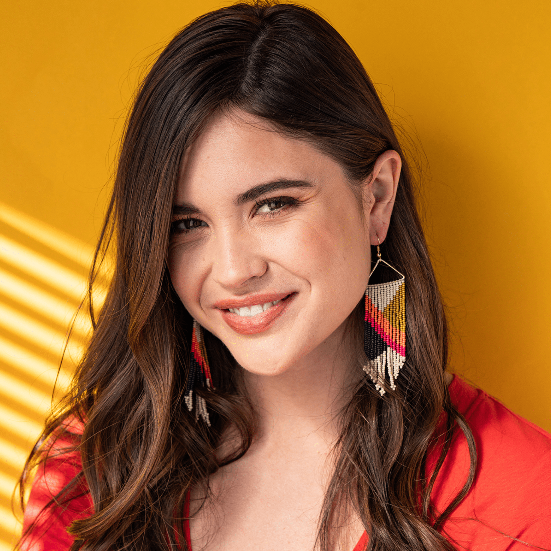 Emilie Angles Beaded Fringe Earrings Hot Pink