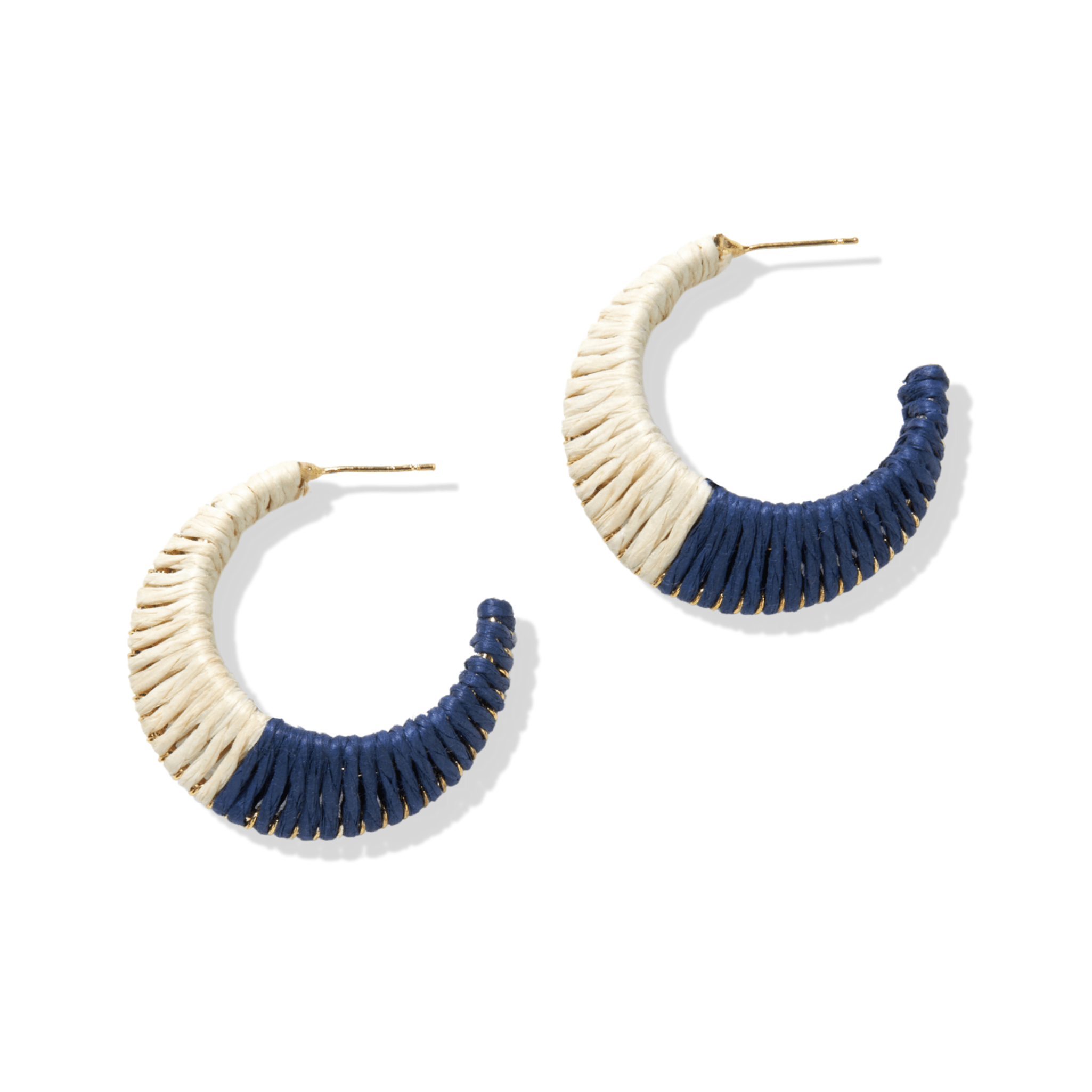 Harper Color Block Hoop Earrings Cream and Navy
