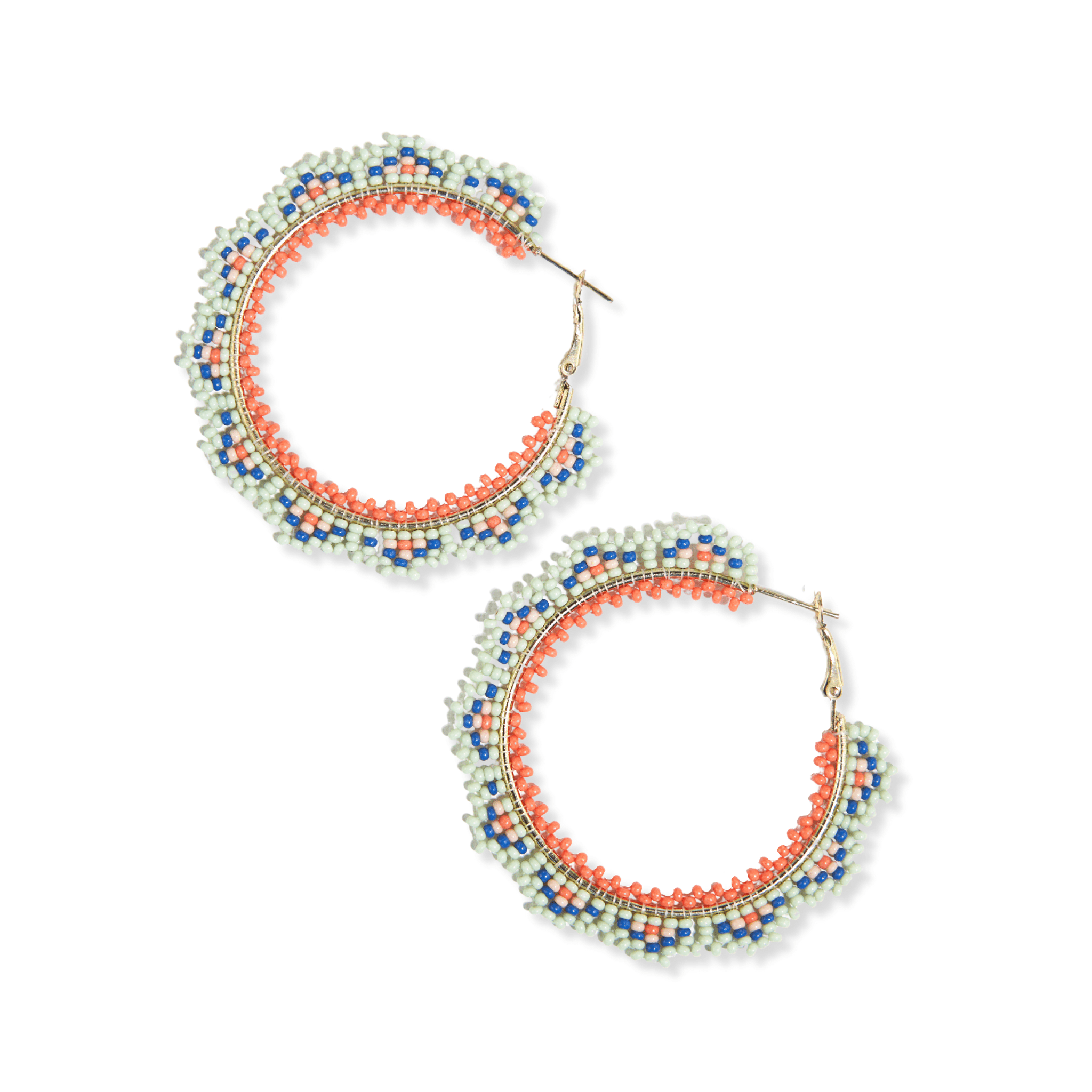 Eve Angles Beaded Hoop Earrings Mint