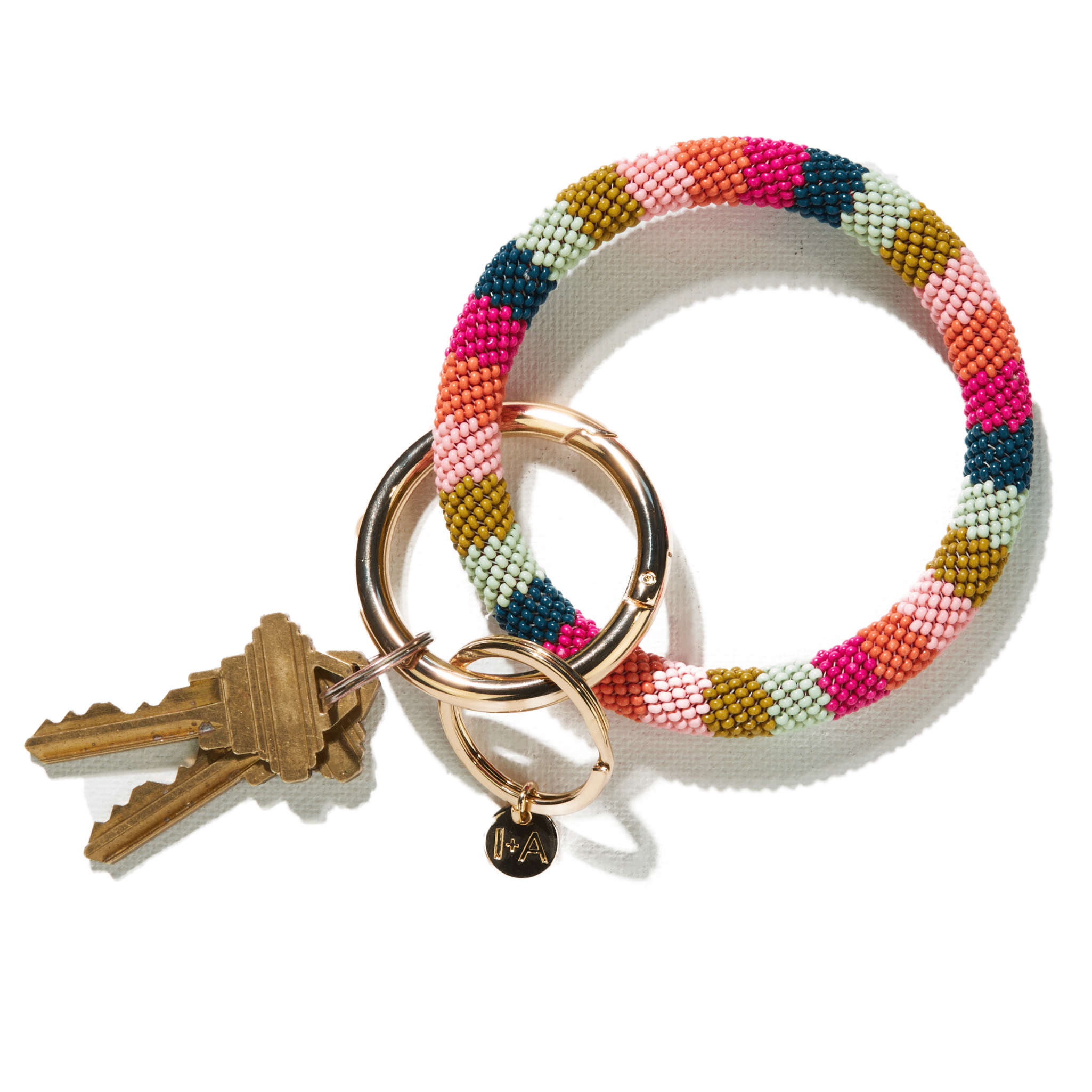 Chloe Stripe Key Ring Rainbow
