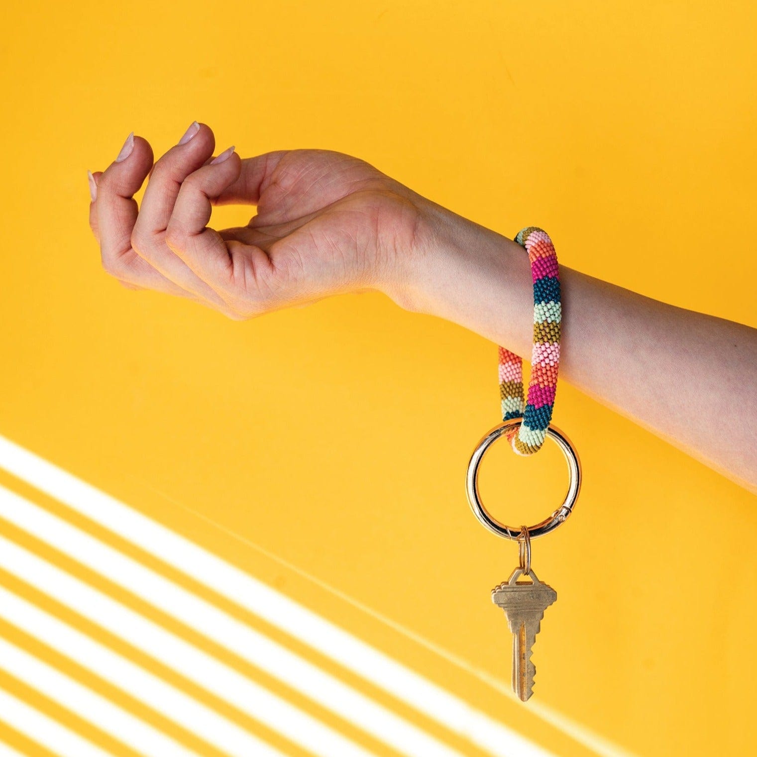 Chloe Stripe Key Ring Rainbow