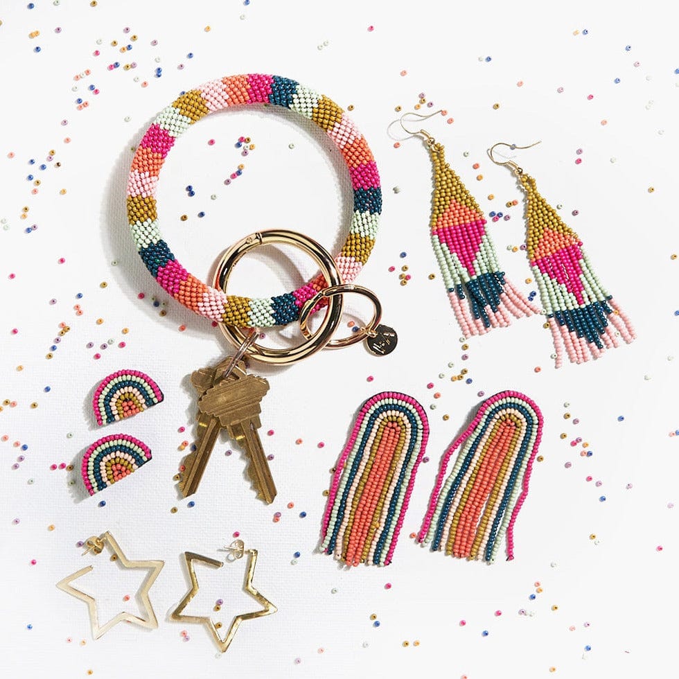 Sophia Rainbow Beaded Post Earrings Rainbow