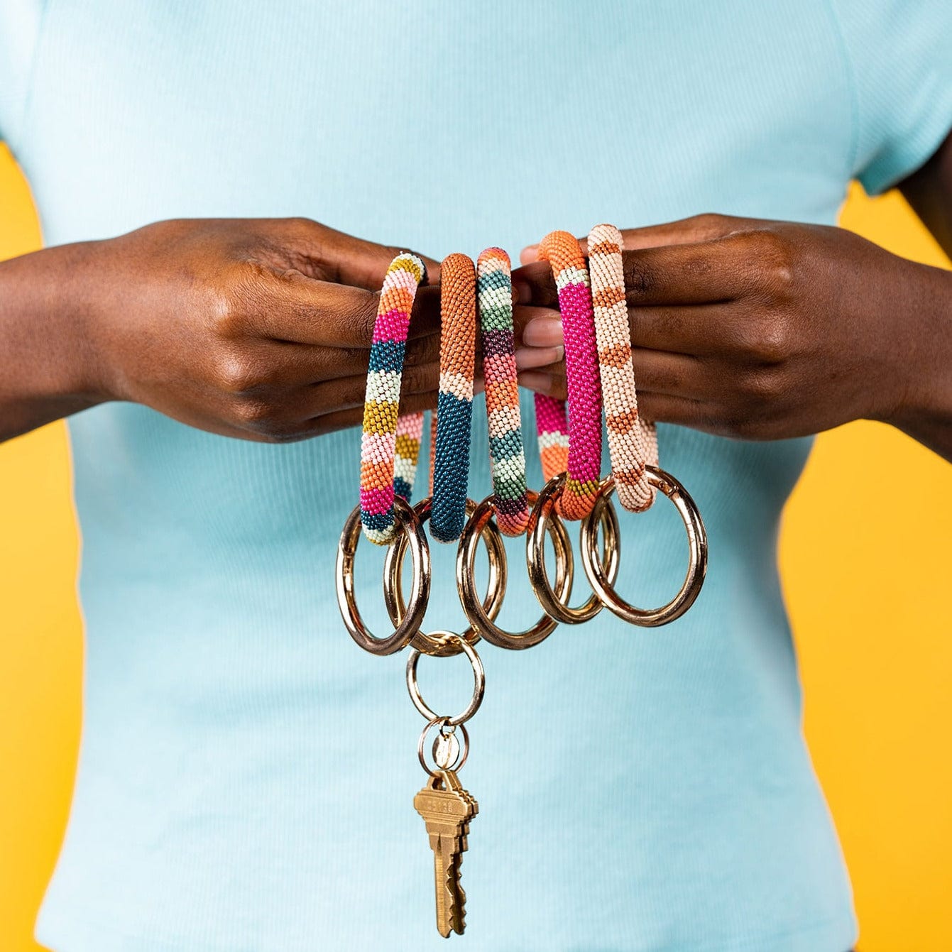 Chloe Color Block Key Ring Desert