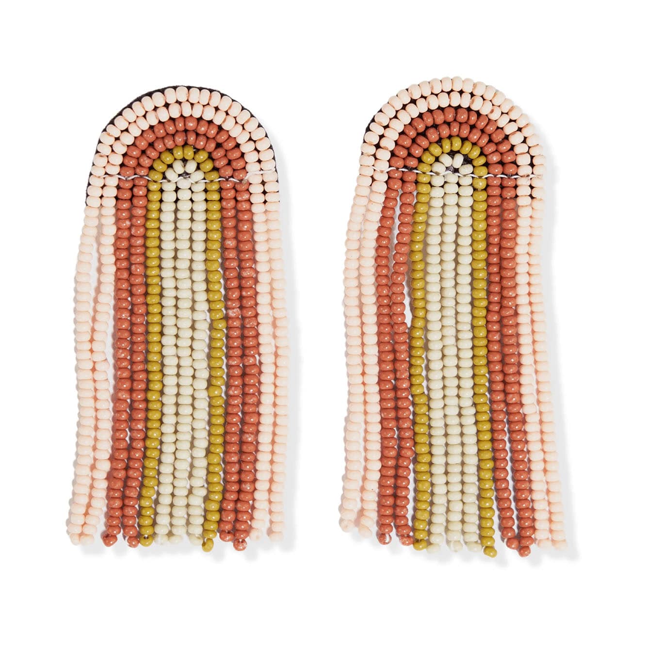 Skylar Rainbow Stripe Beaded Fringe Earrings Desert