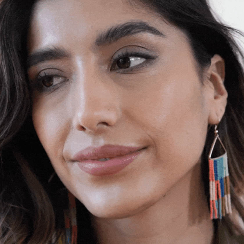 Whitney Checkered Beaded Fringe Earrings Coastal