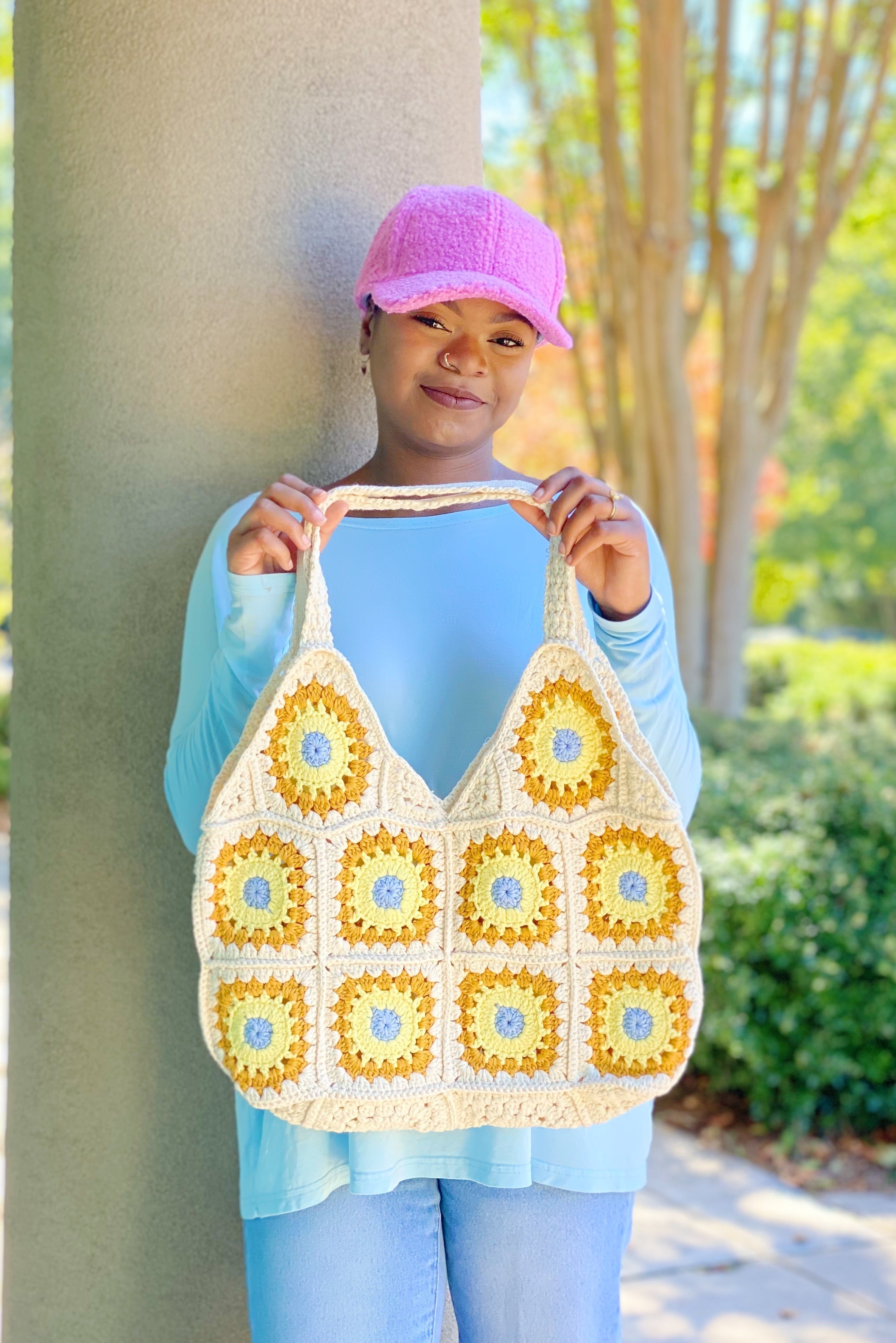 Vintage Hand Knitted Crochet Tote by Ellisonyoung.com