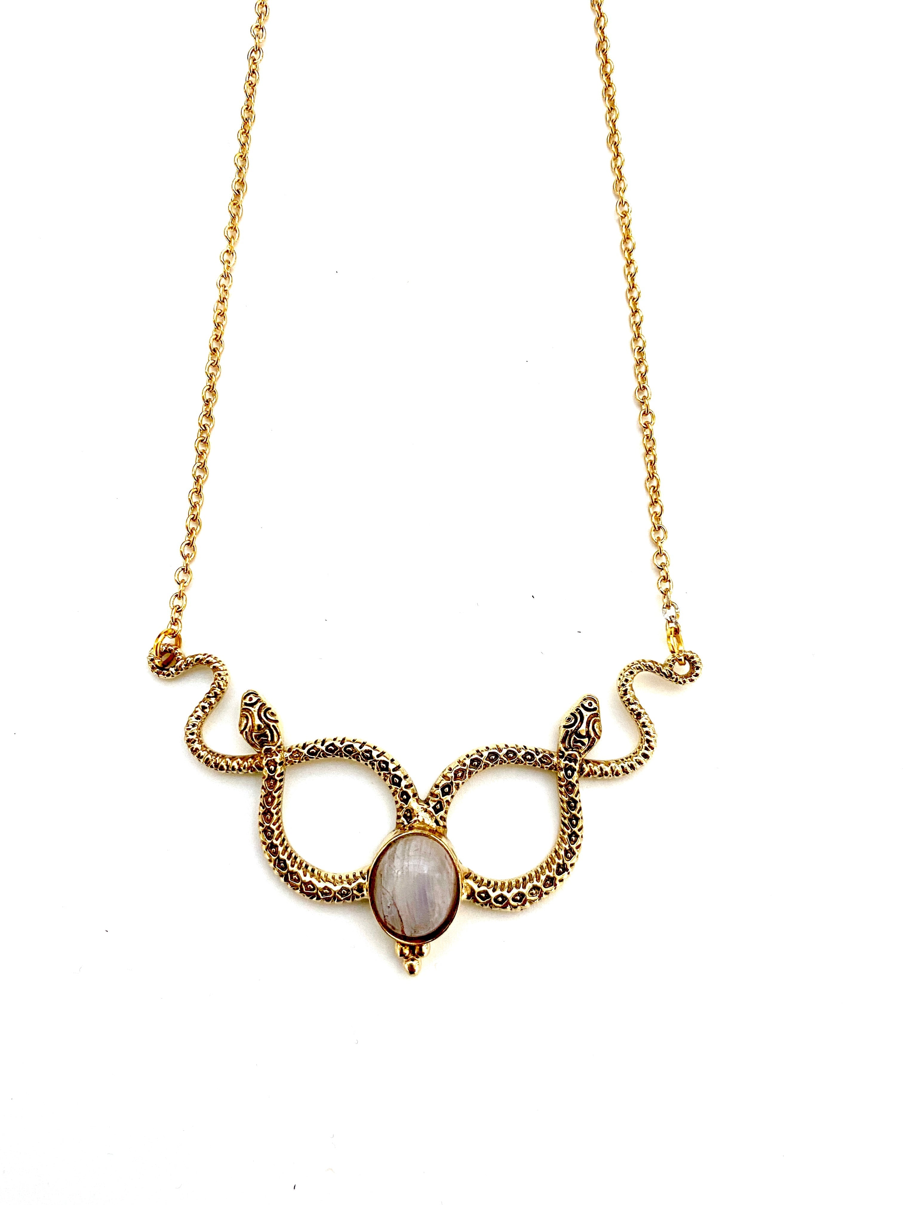 Serpent Gemstone Necklace by Boho Gal Jewelry