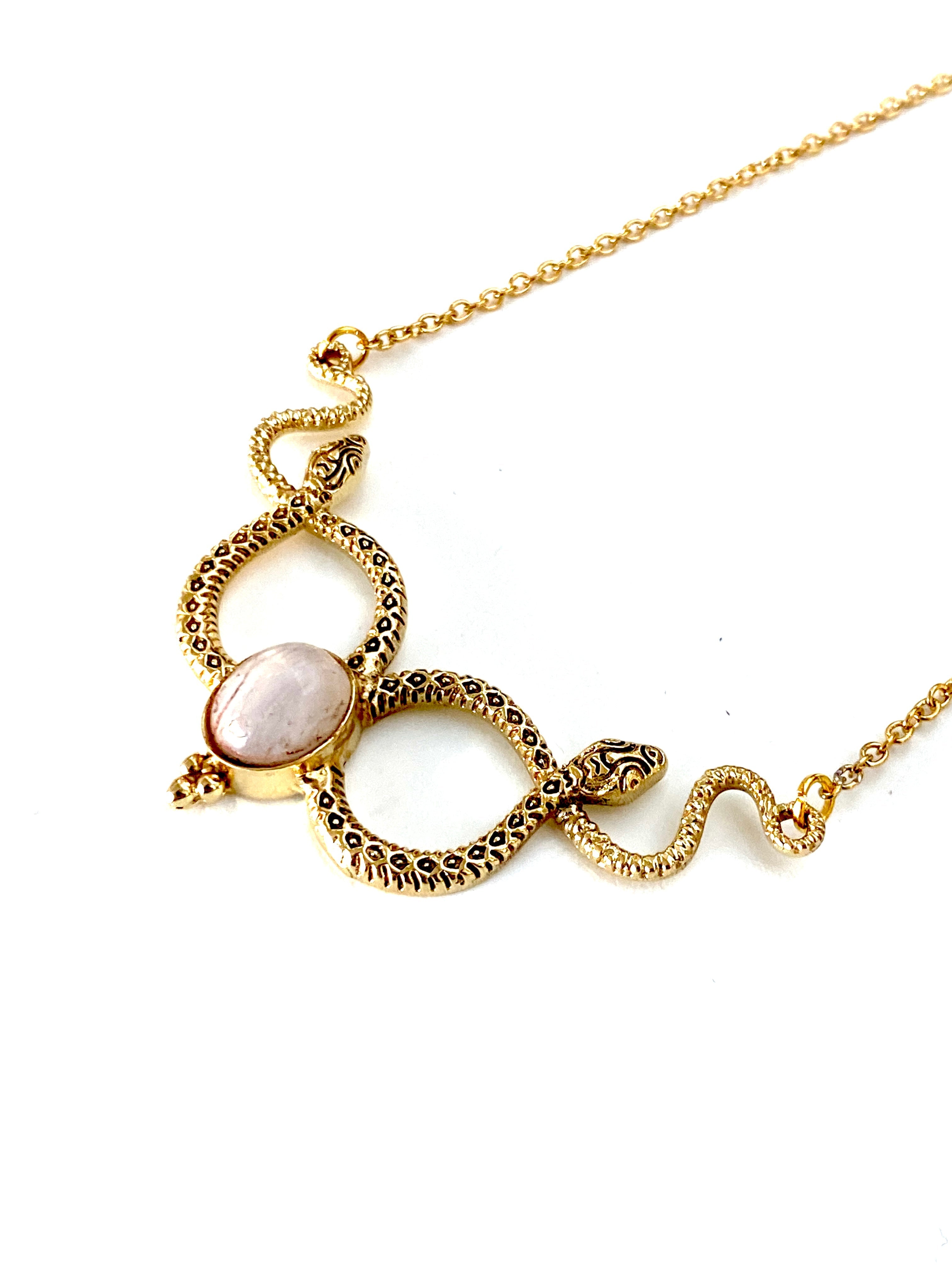 Serpent Gemstone Necklace by Boho Gal Jewelry