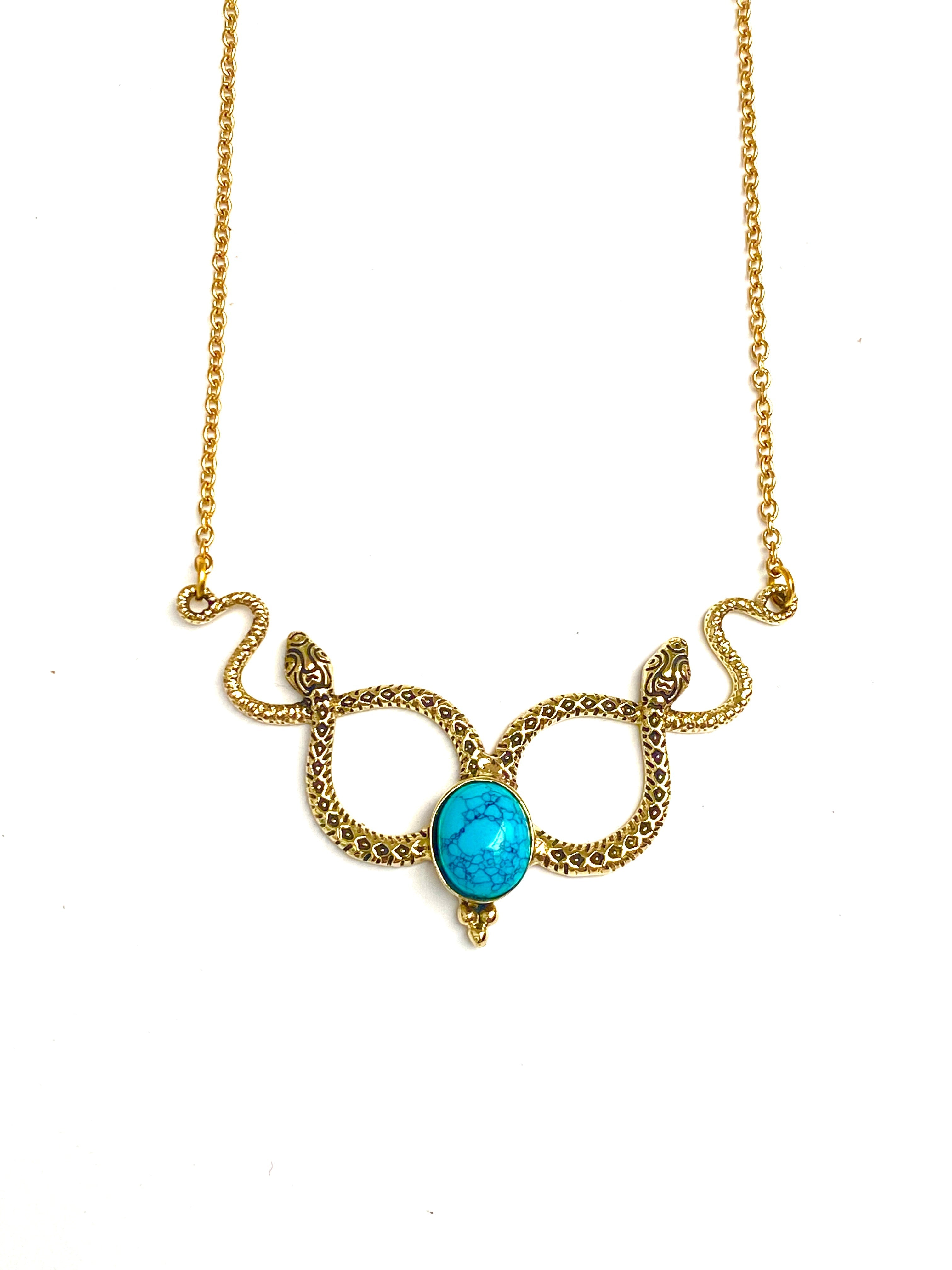 Serpent Gemstone Necklace by Boho Gal Jewelry