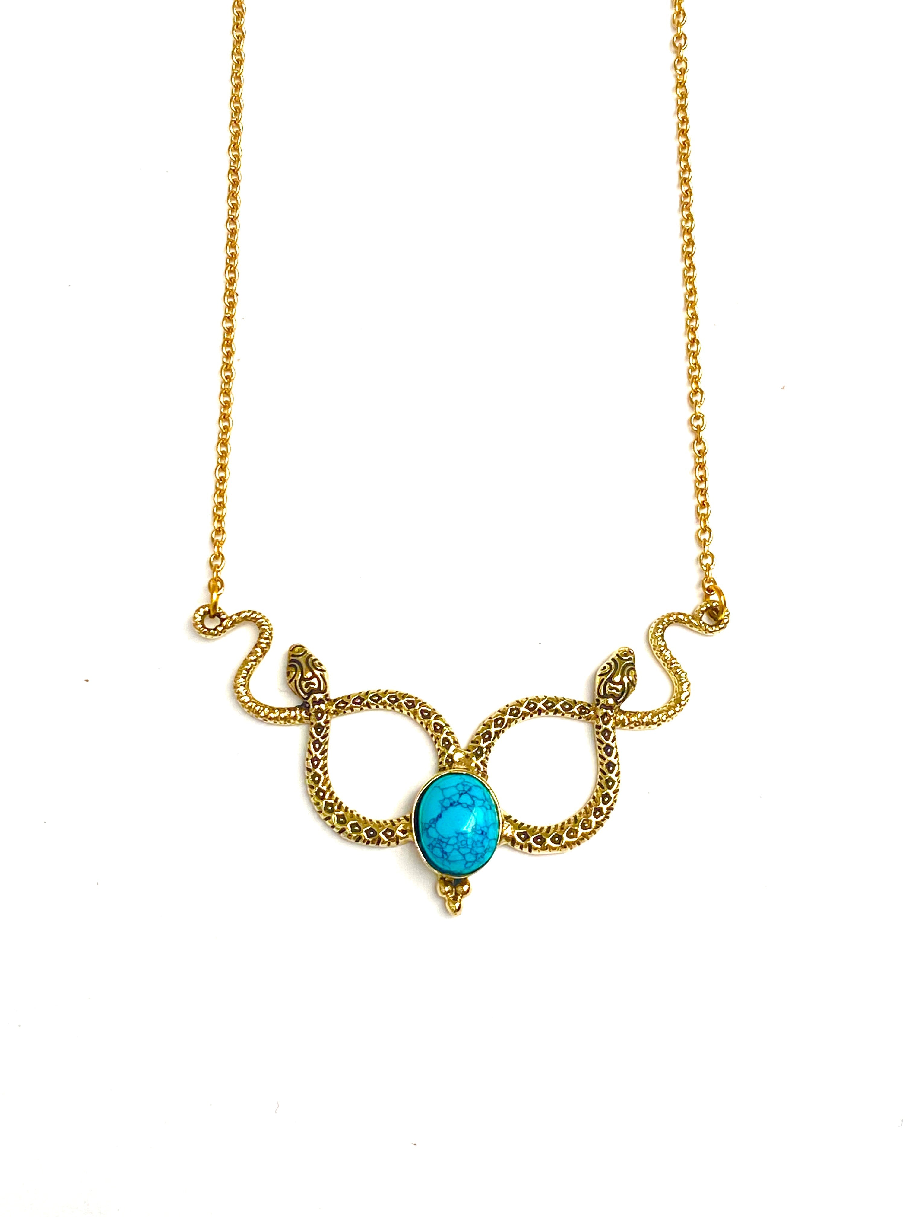 Serpent Gemstone Necklace by Boho Gal Jewelry