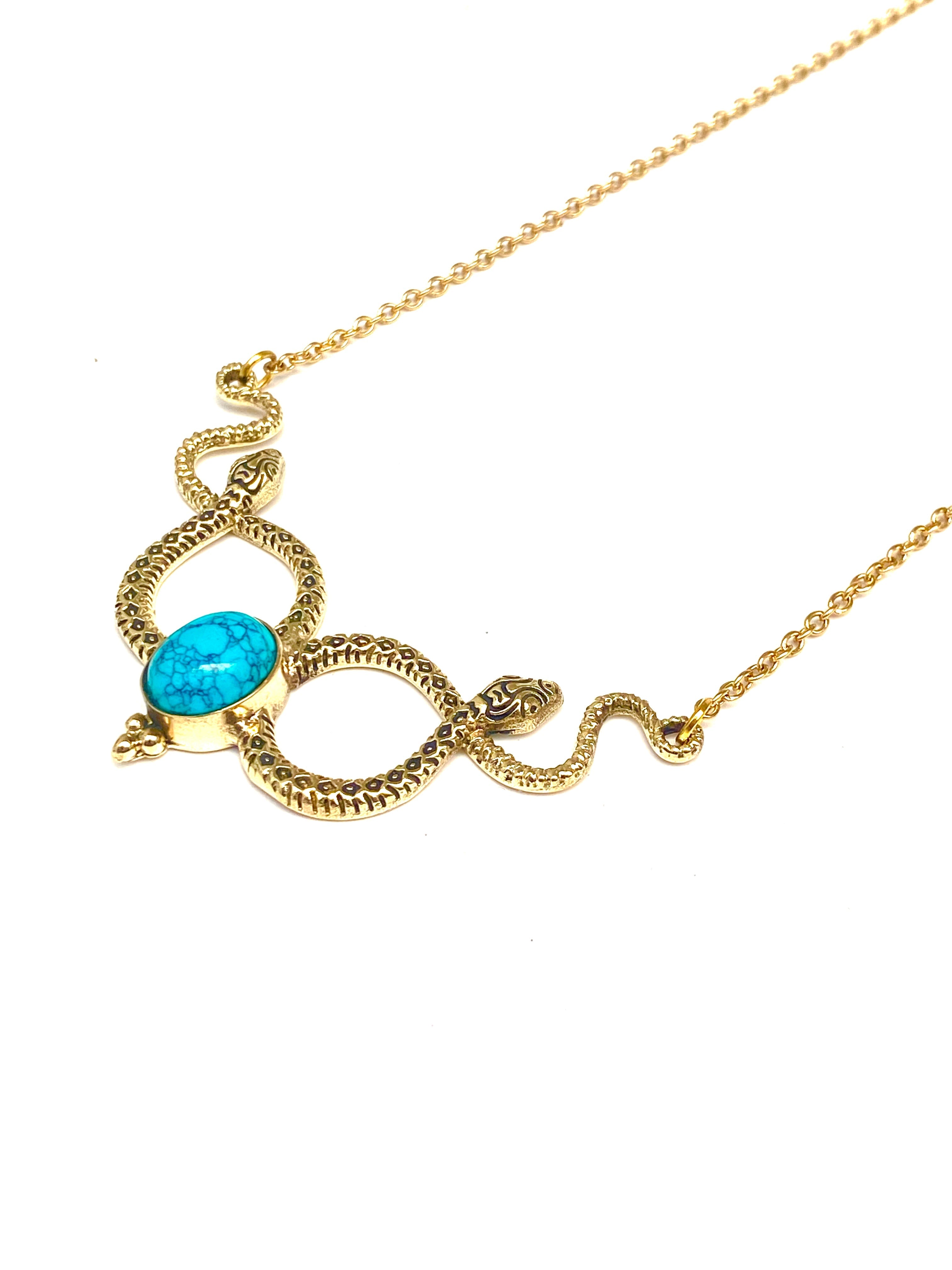 Serpent Gemstone Necklace by Boho Gal Jewelry