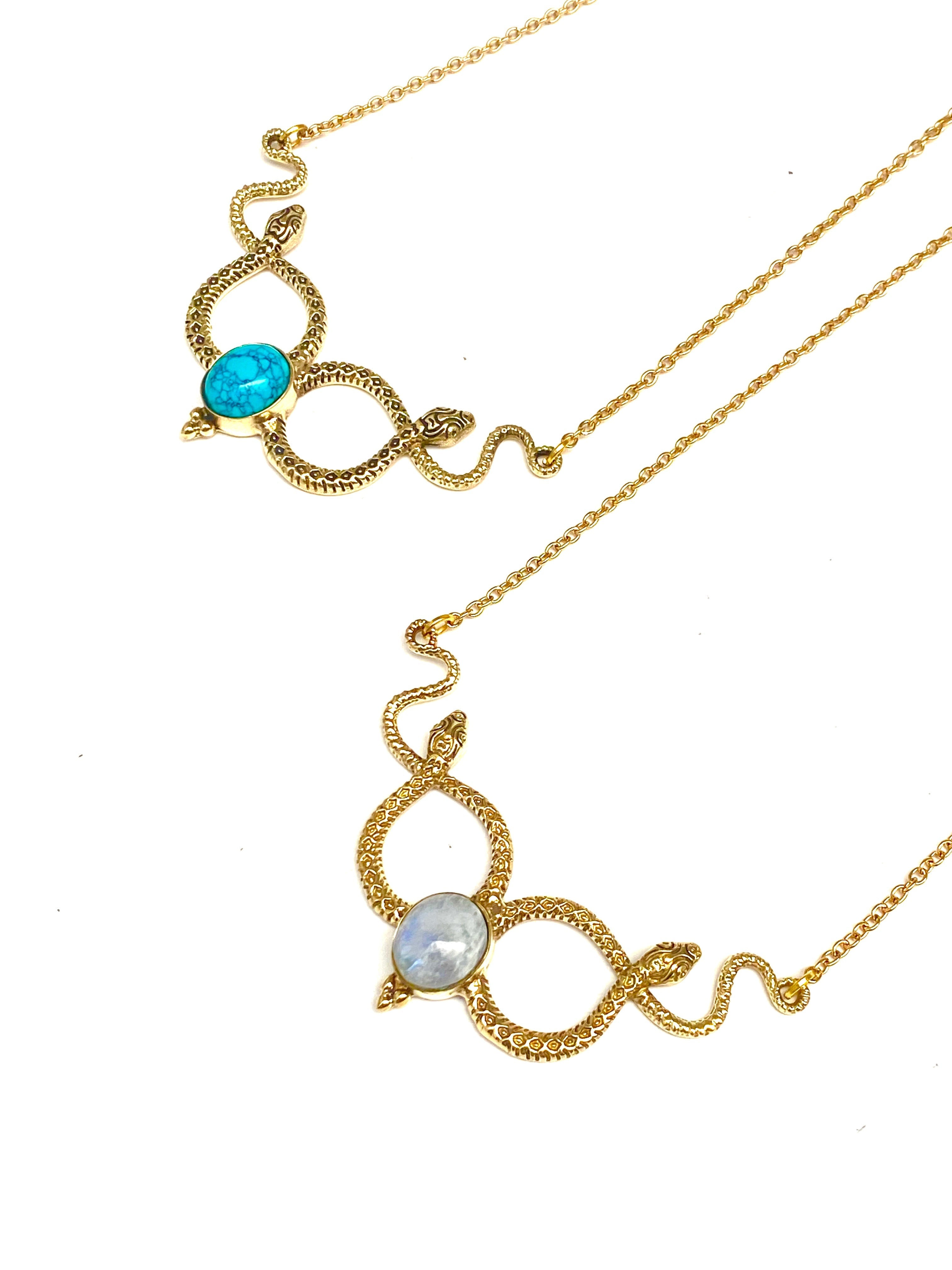 Serpent Gemstone Necklace by Boho Gal Jewelry