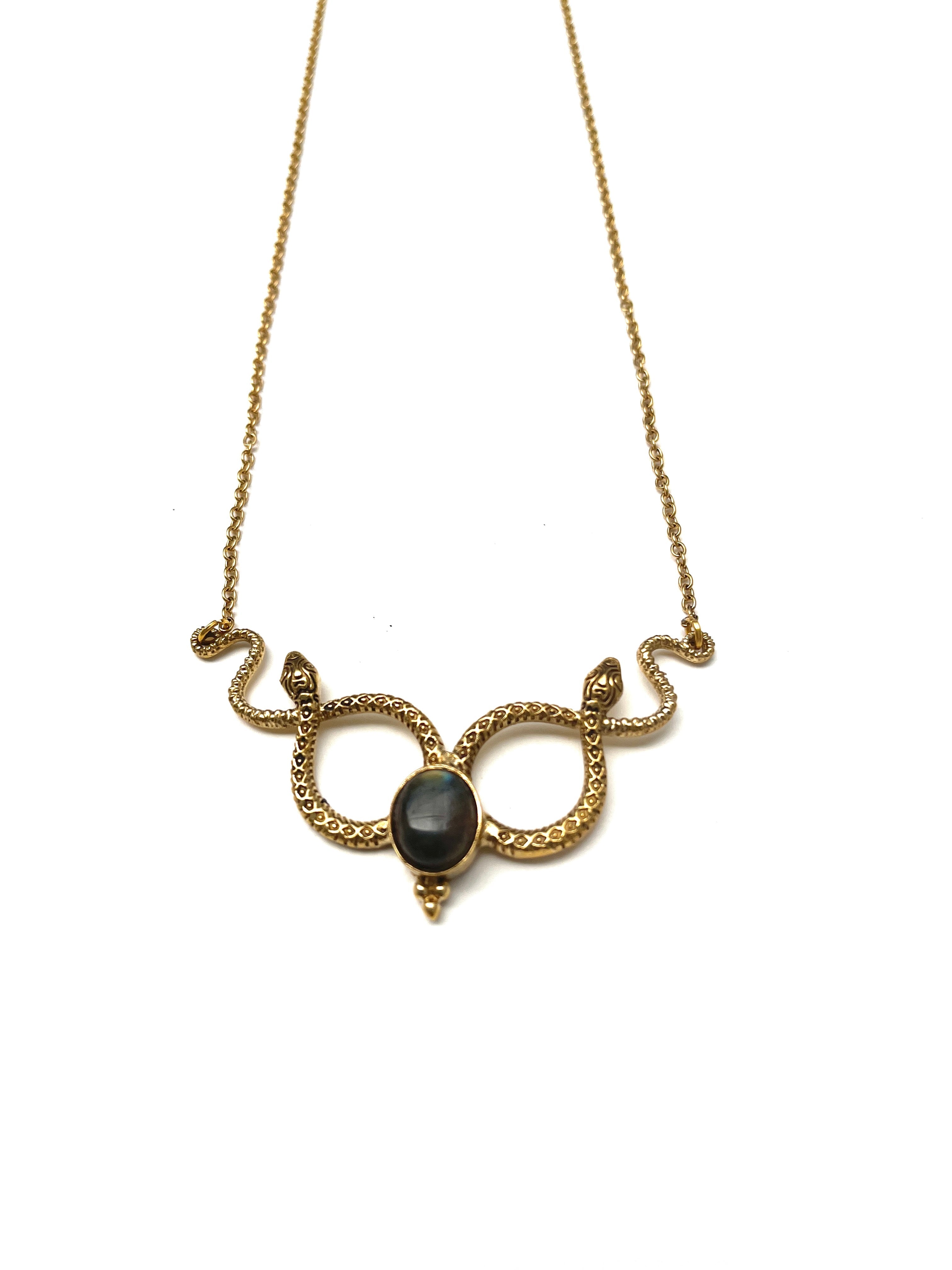 Serpent Gemstone Necklace by Boho Gal Jewelry