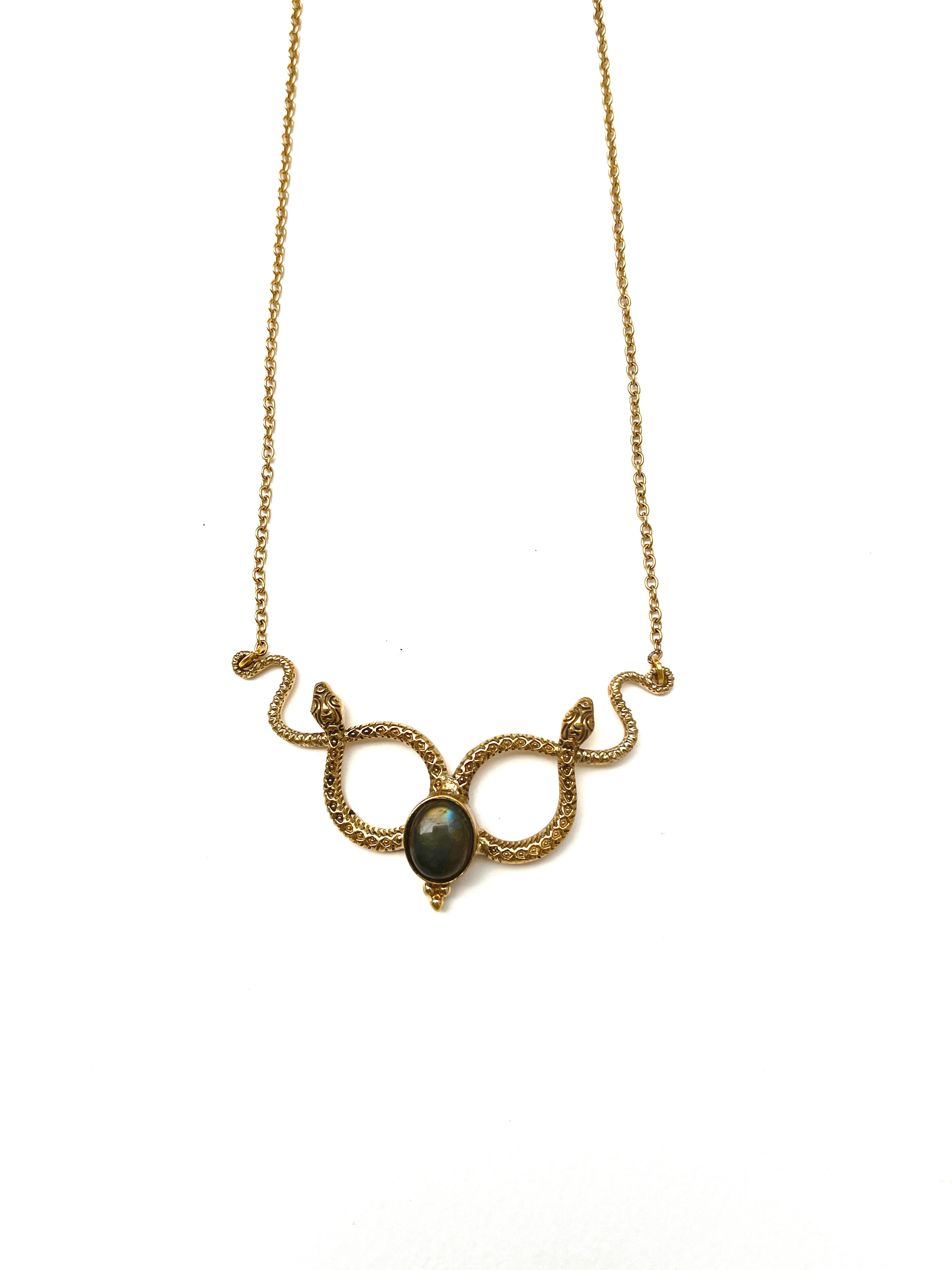 Serpent Gemstone Necklace by Boho Gal Jewelry