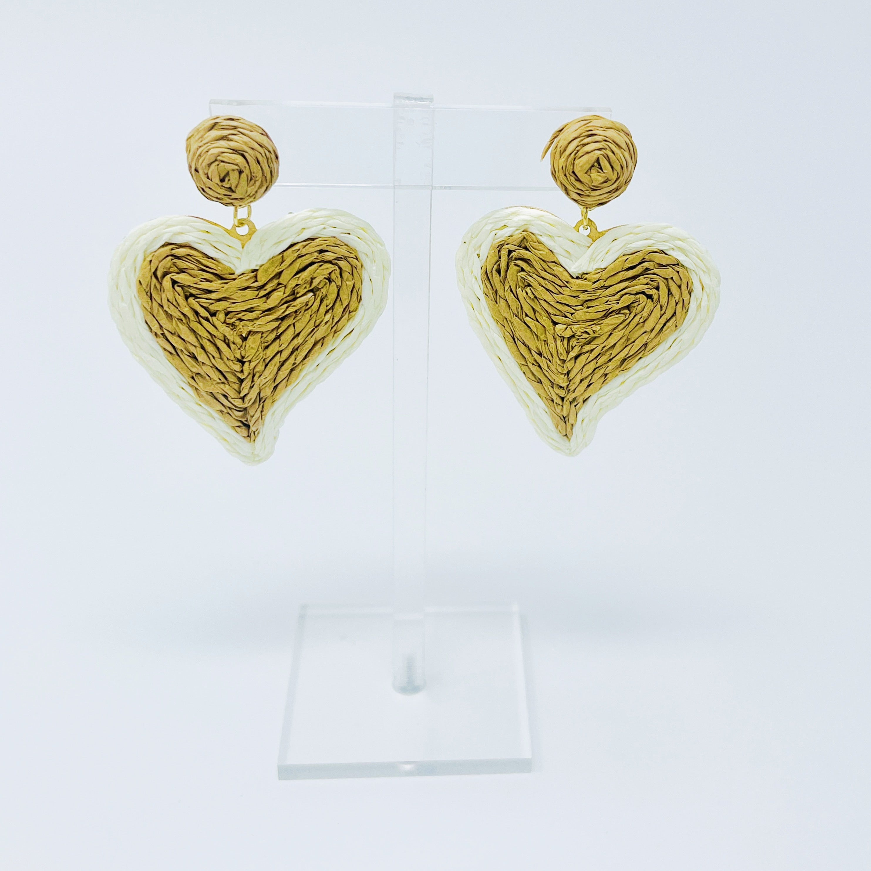 Sunny Days Heart Raffia Earrings