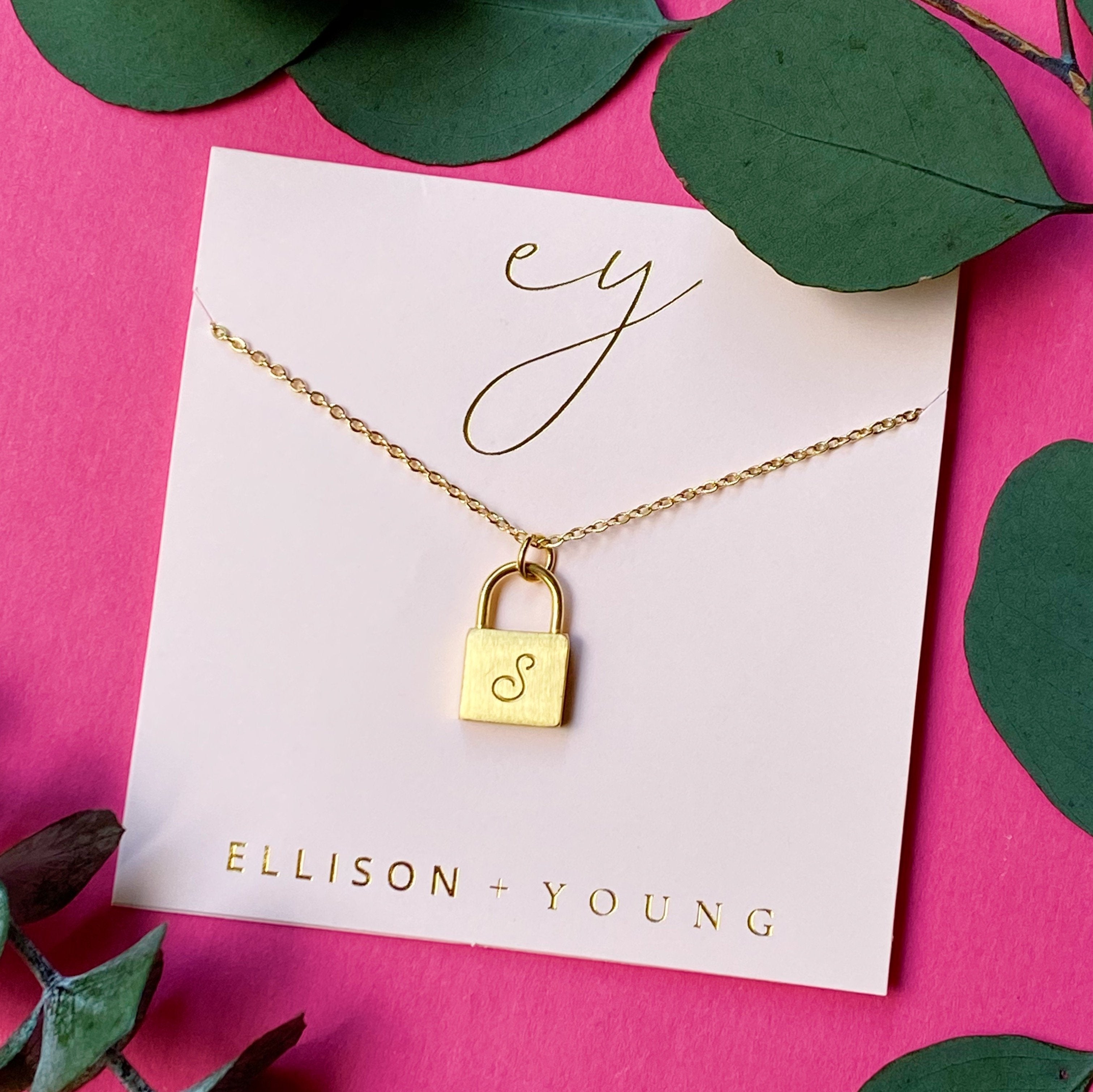 Scripted Notes Locket Initial Necklace by Ellisonyoung.com