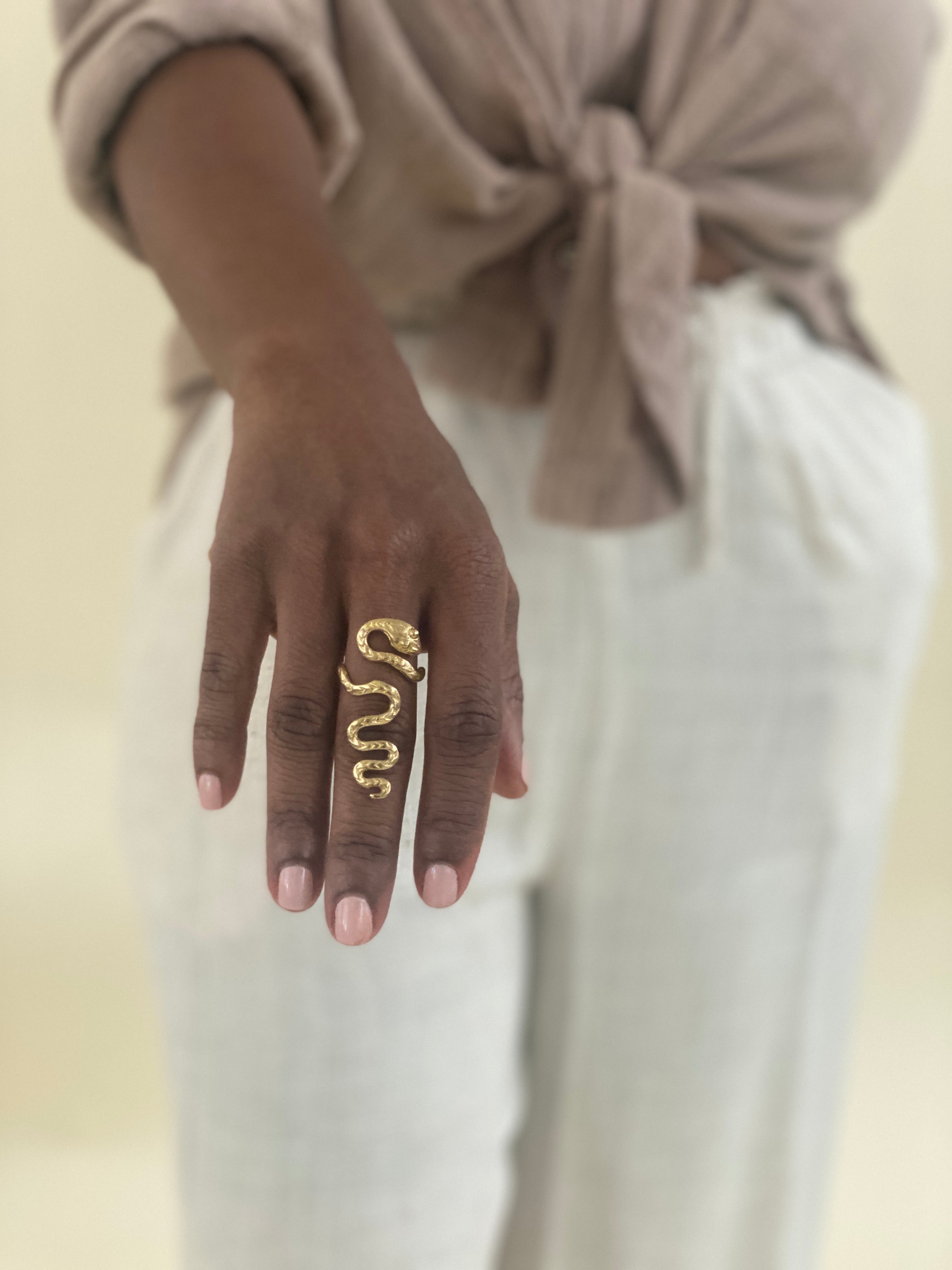 Ushari Snake Brass Ring by Boho Gal Jewelry