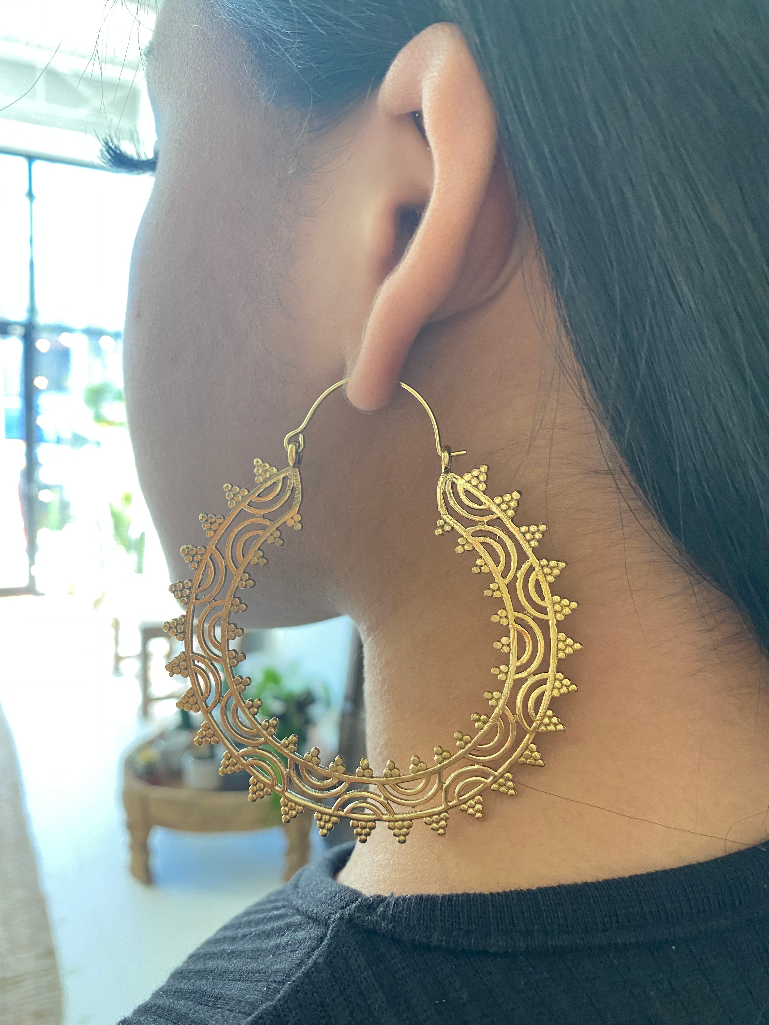 Haimi Brass Hoop Earrings by Boho Gal Jewelry