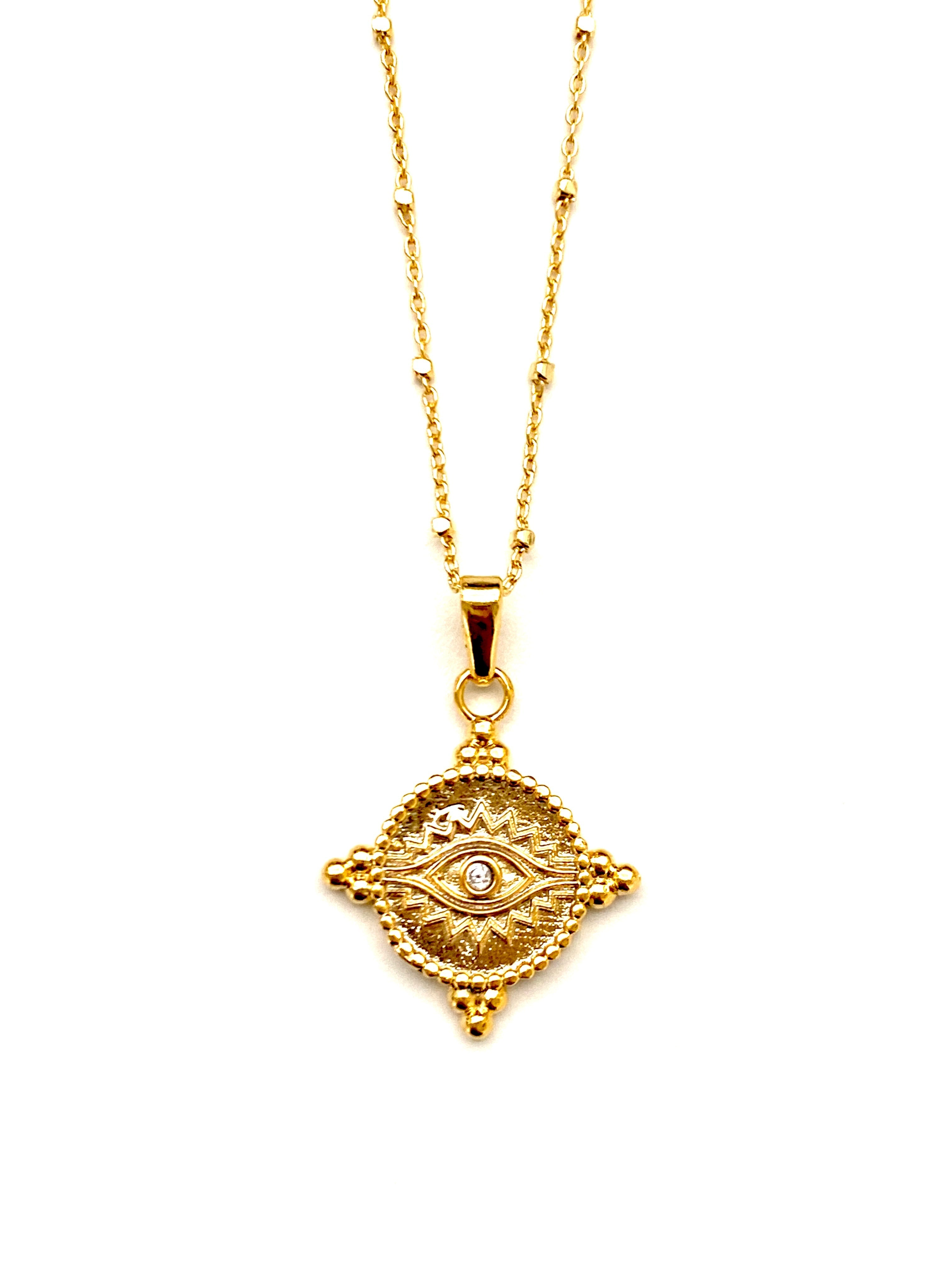 Clear Evil Eye Charm Necklace by Boho Gal Jewelry