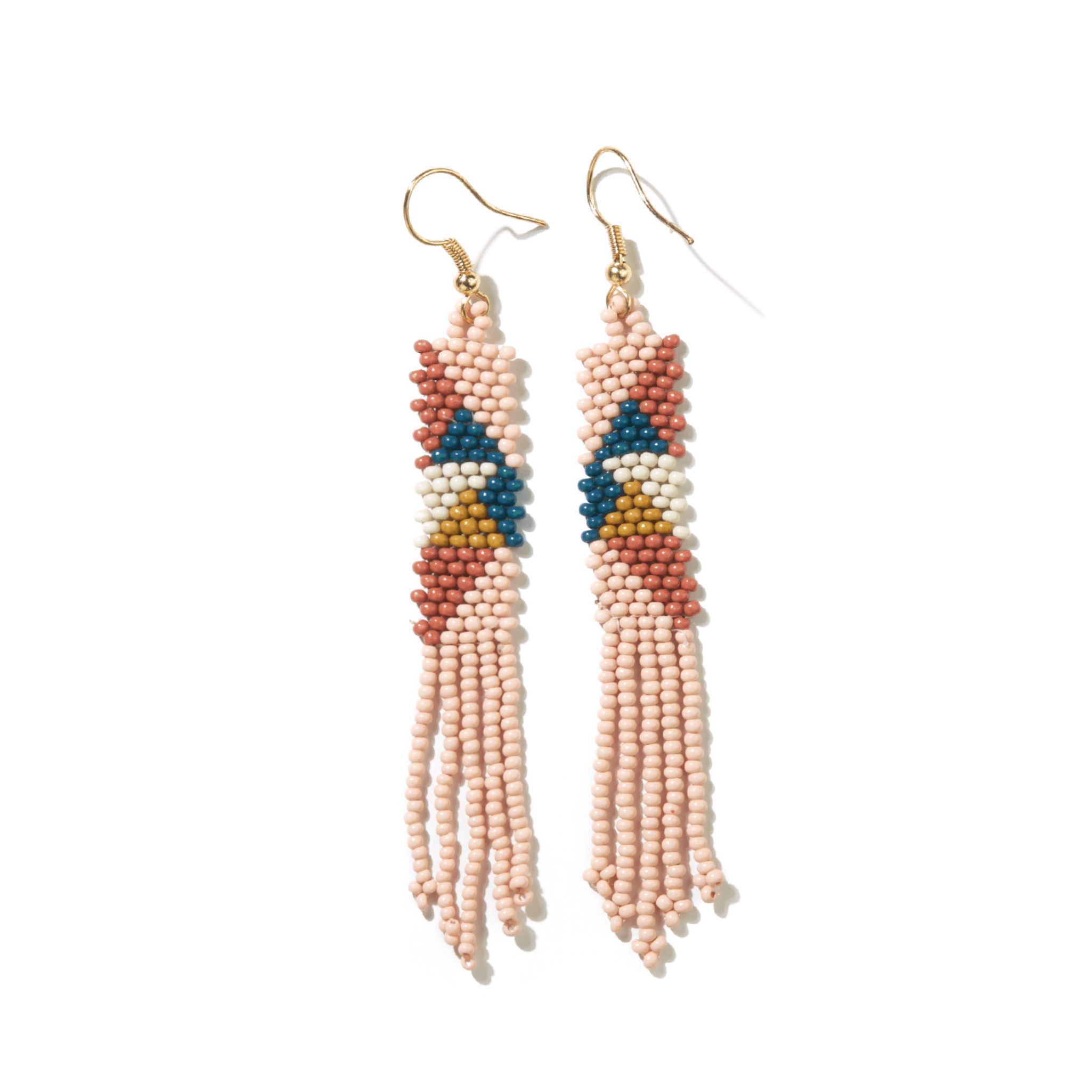 Emma Angles Beaded Fringe Earrings Blush