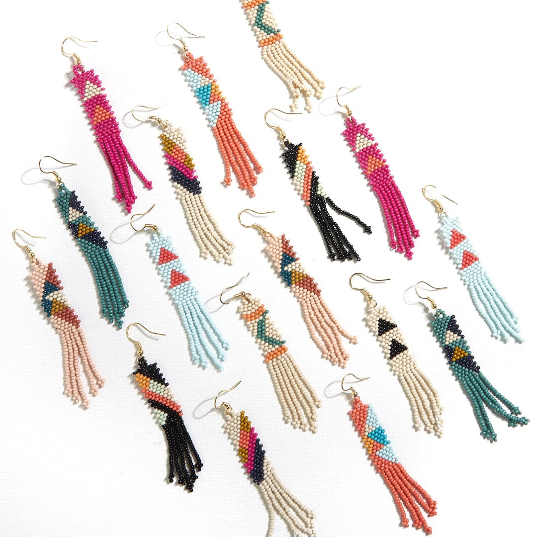 Emma Angles Beaded Fringe Earrings Blush