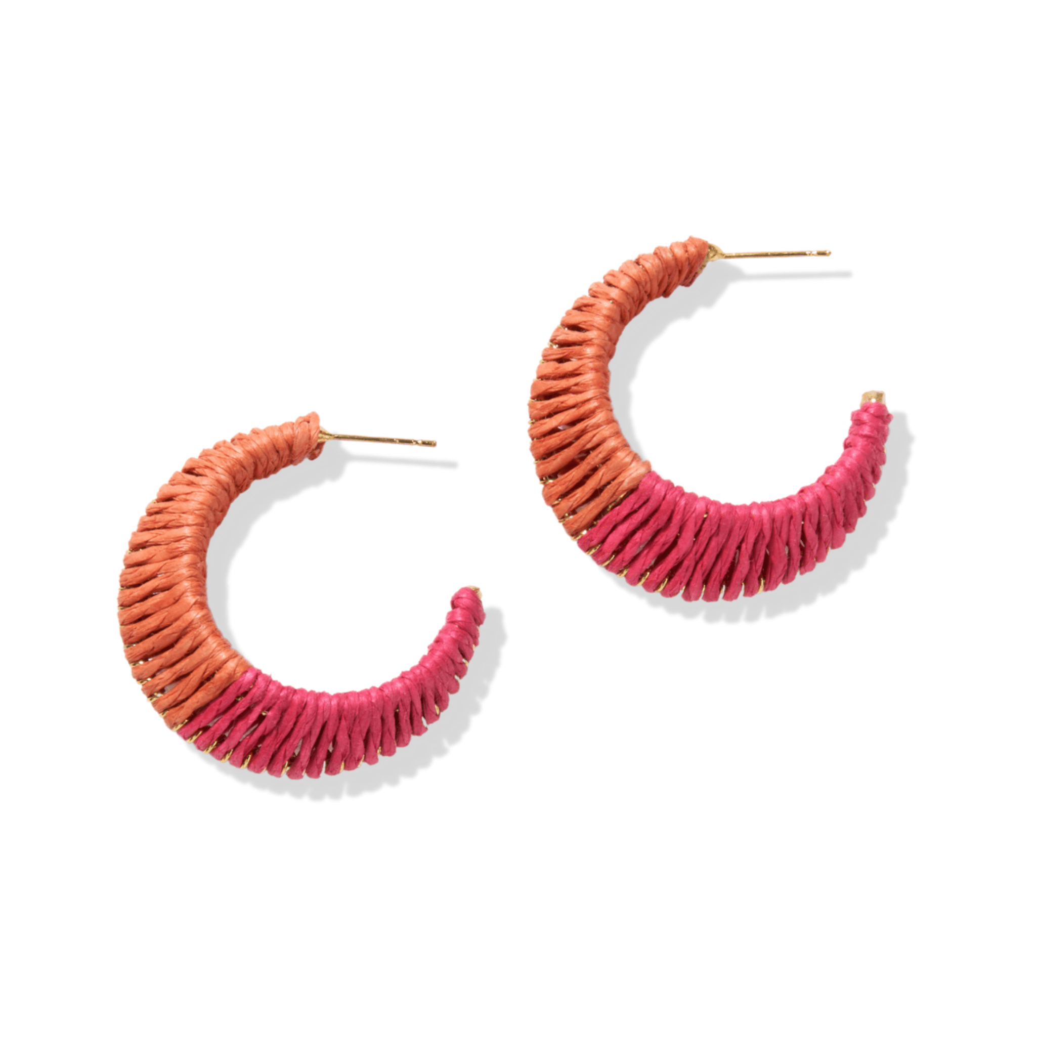Harper Color Block Hoop Earrings Coral and Hot Pink