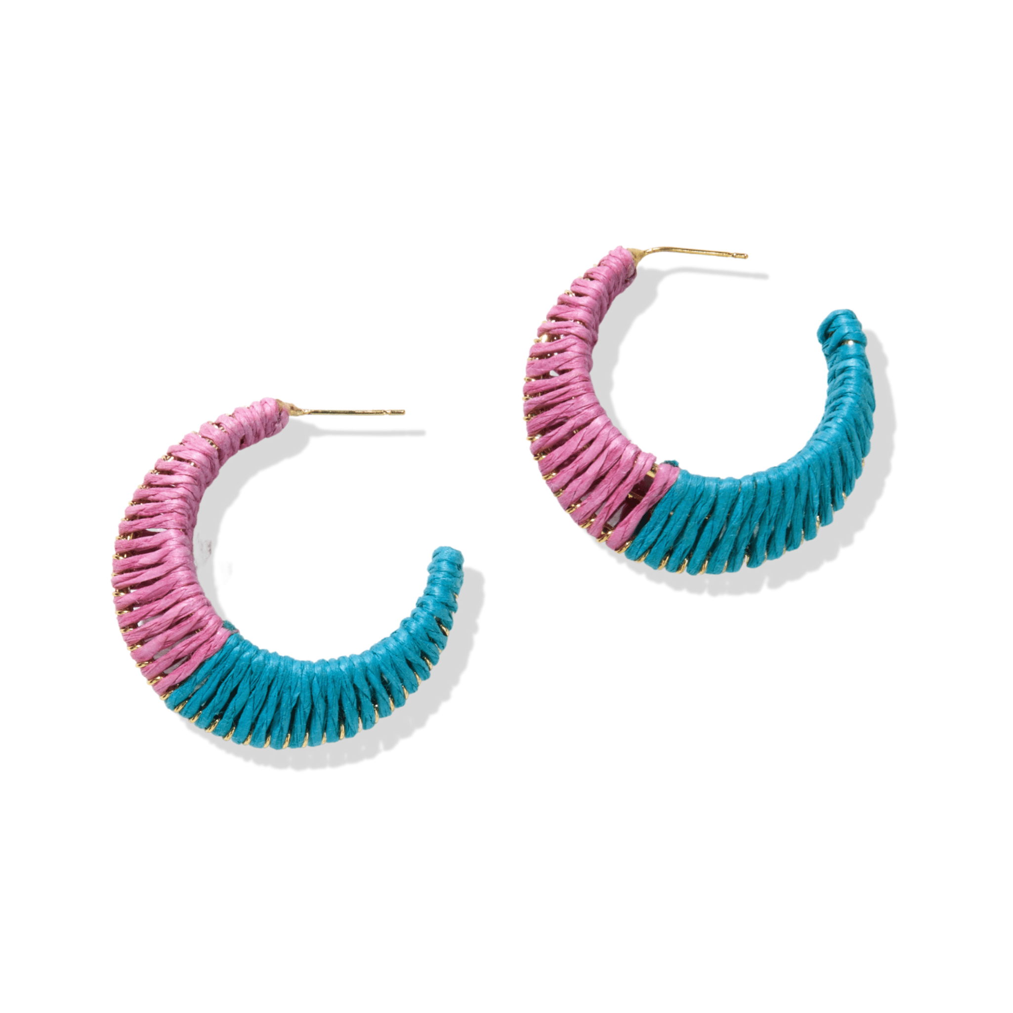 Harper Color Block Hoop Earrings Lilac and Turquoise
