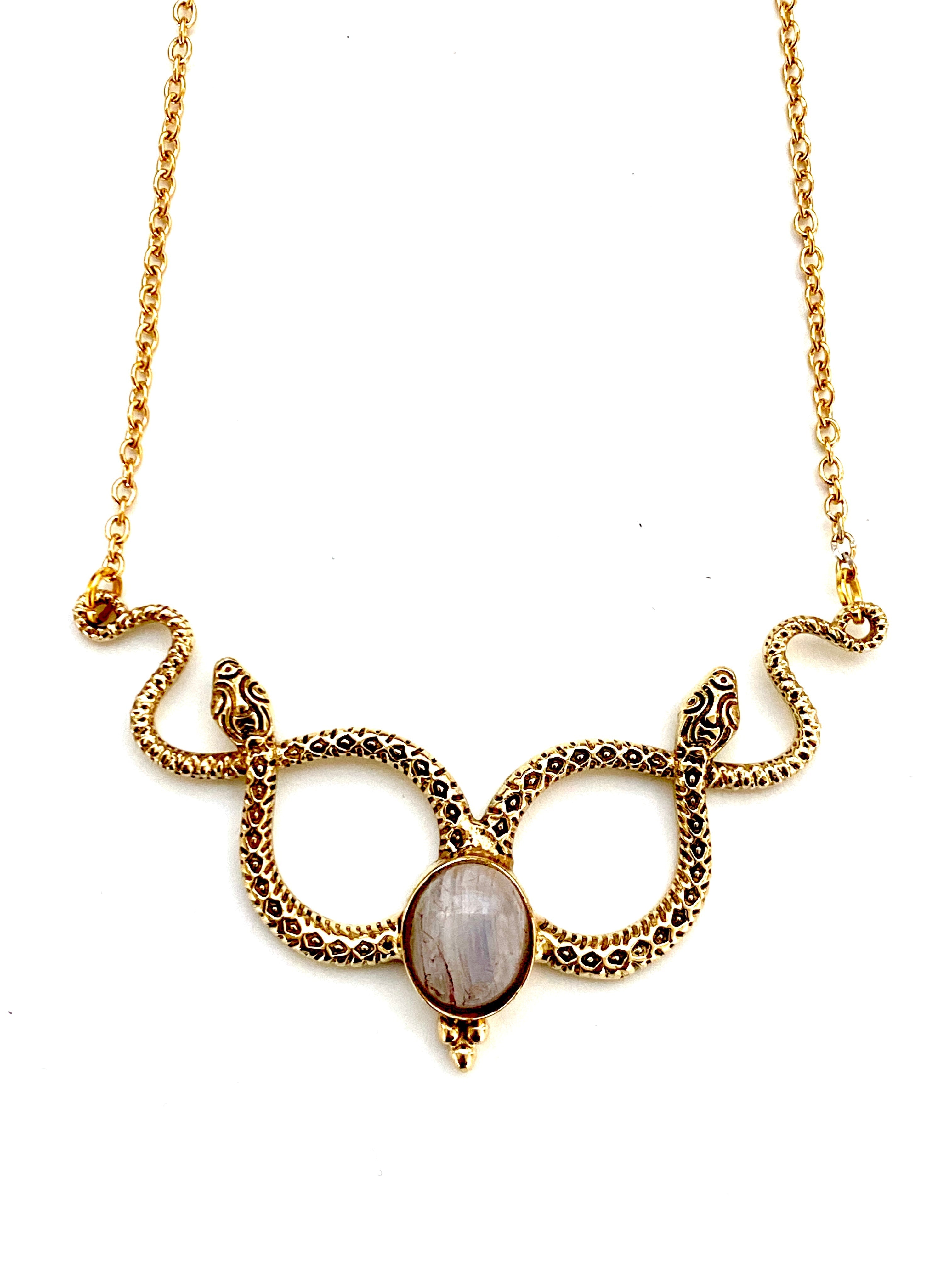 Serpent Gemstone Necklace by Boho Gal Jewelry