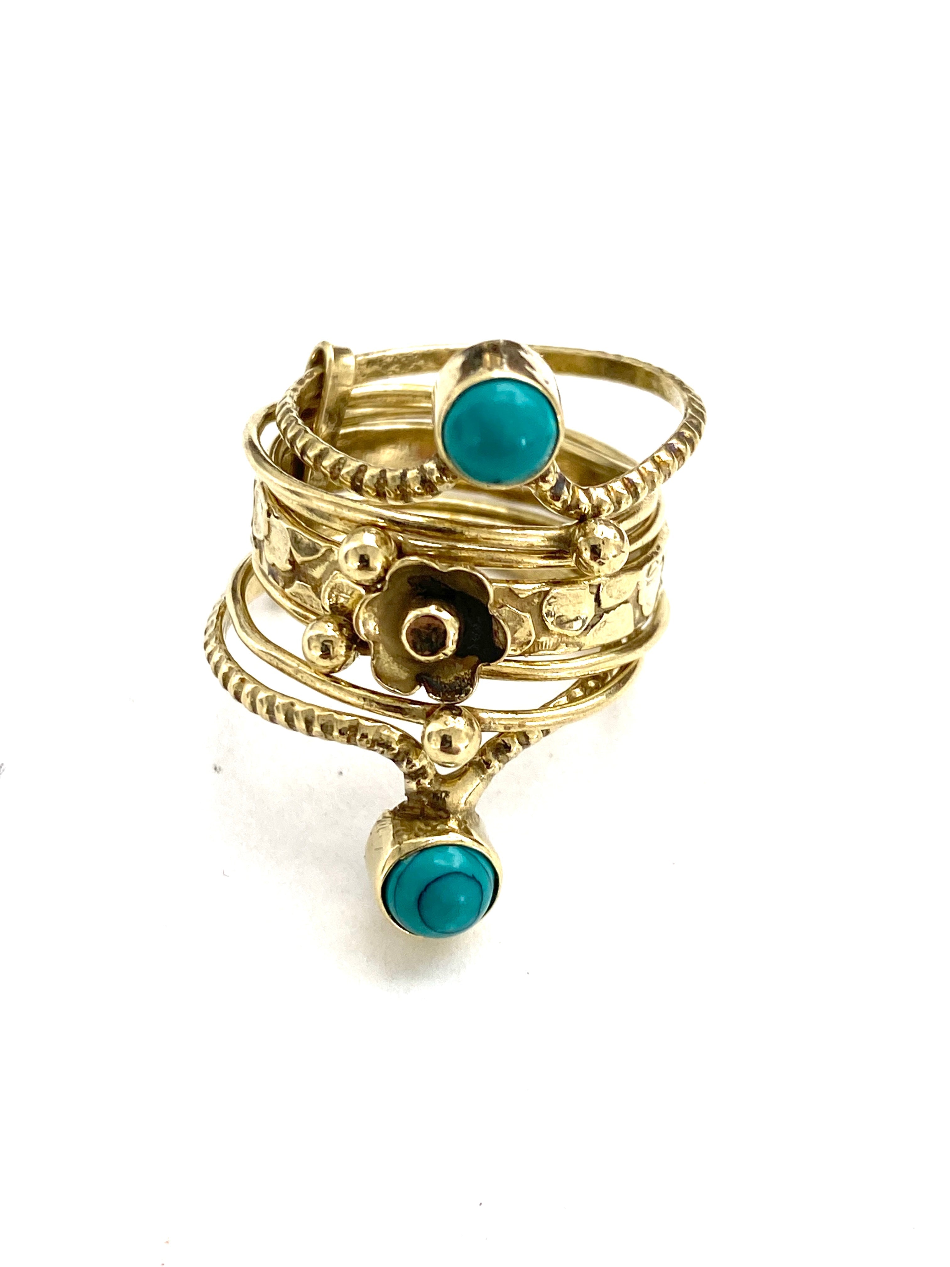 Ekta Gemstone Ring Set by Boho Gal Jewelry