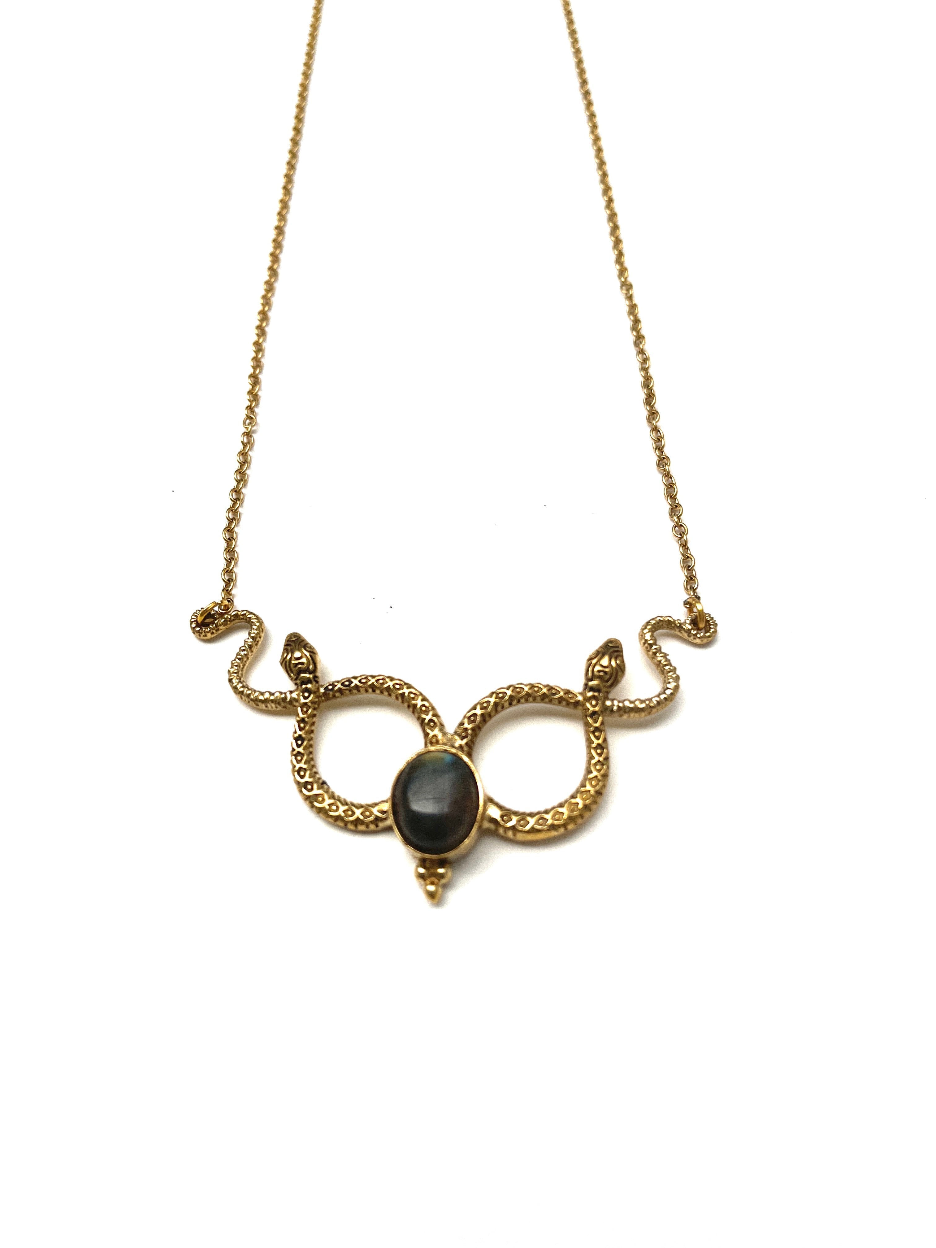 Serpent Gemstone Necklace by Boho Gal Jewelry